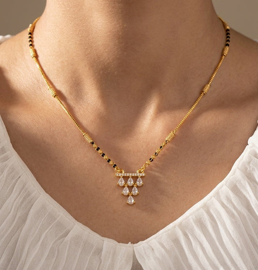 Daily Wear Mangalsutra AD Geometric Teardrop Pendant