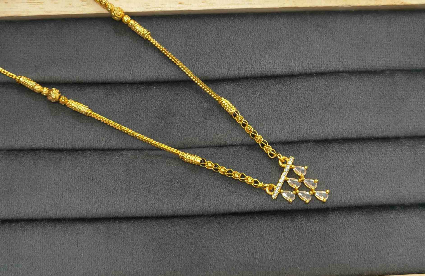Daily Wear Mangalsutra AD Geometric Teardrop Pendant