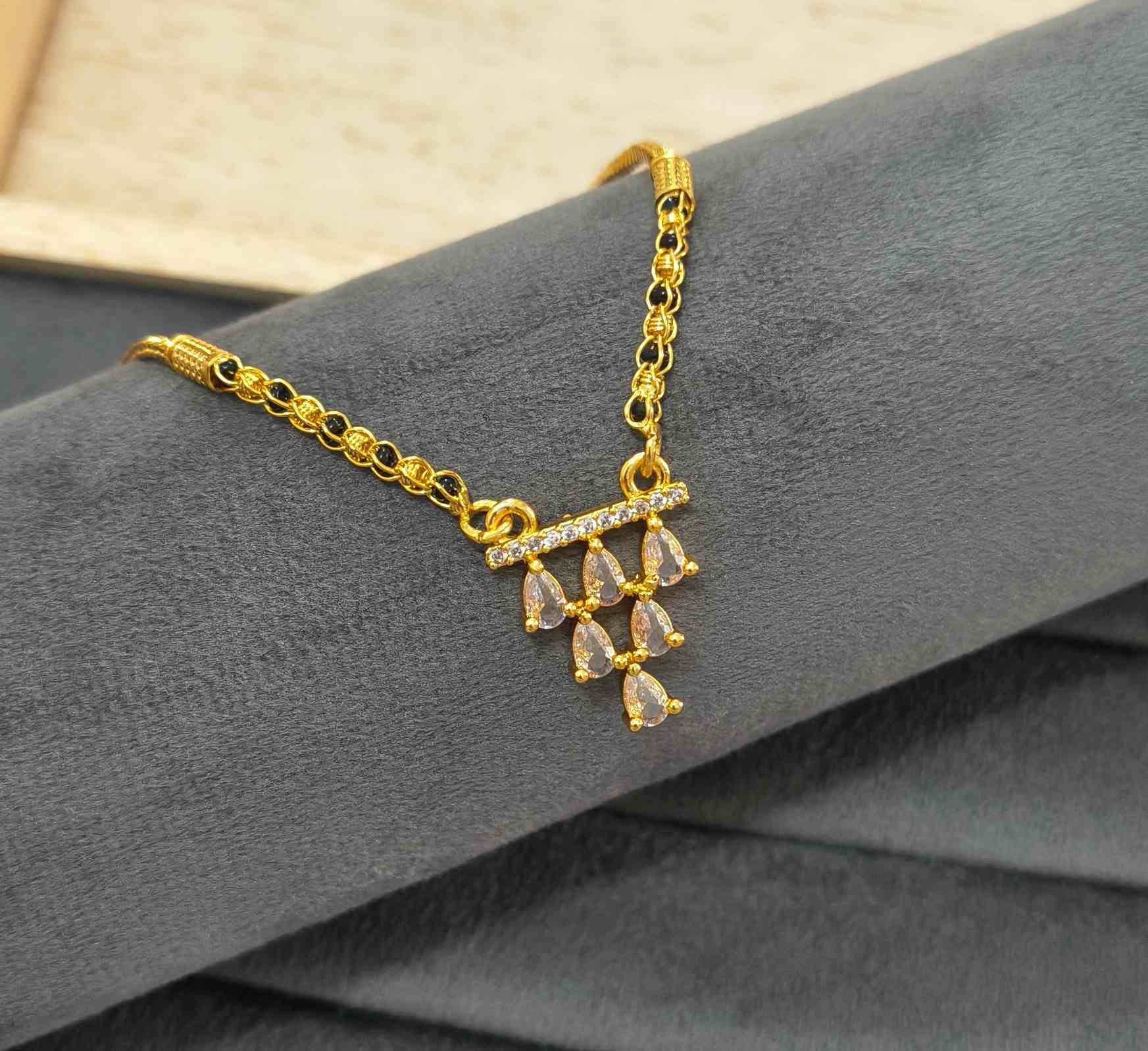 Daily Wear Mangalsutra AD Geometric Teardrop Pendant