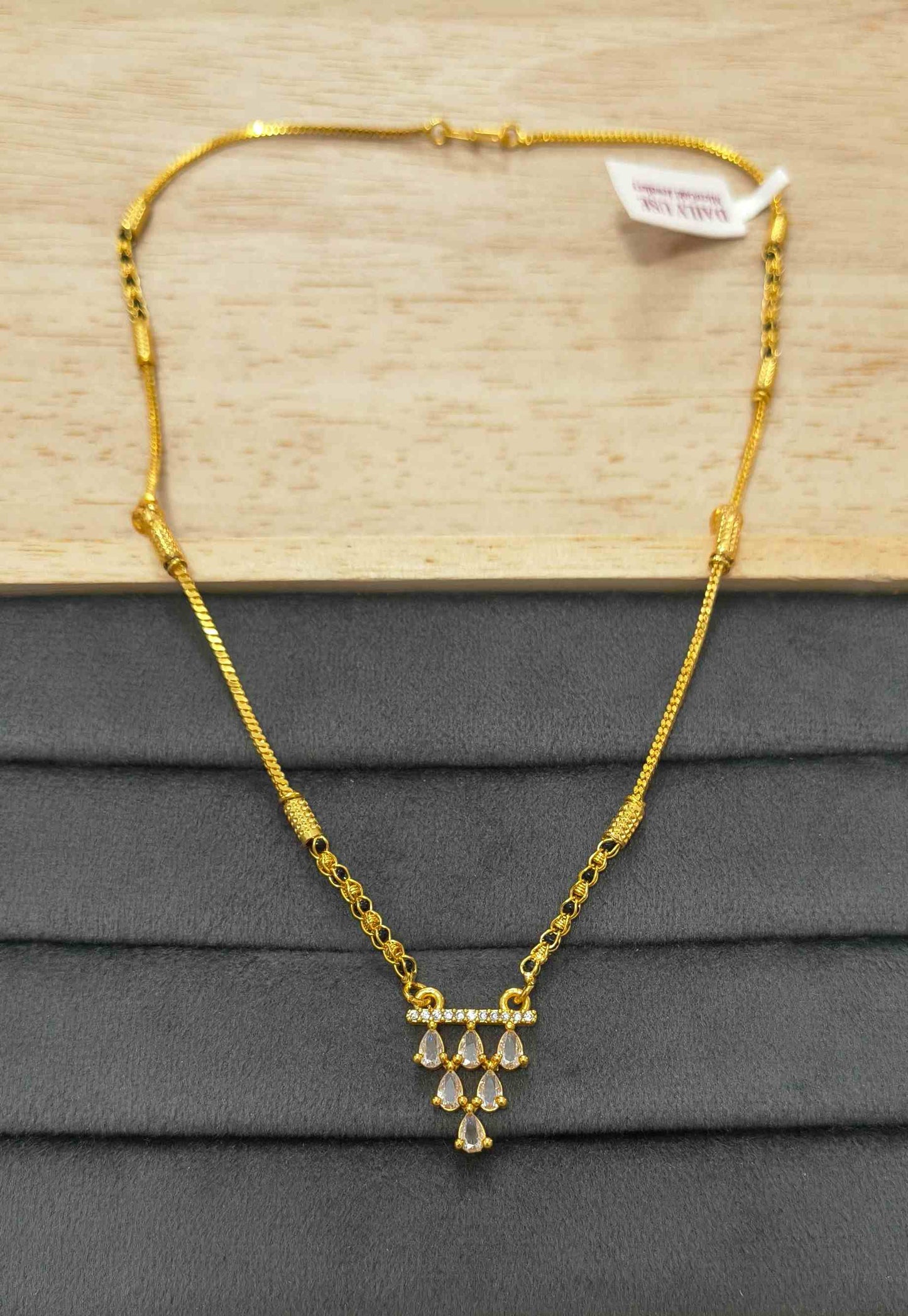 Daily Wear Mangalsutra AD Geometric Teardrop Pendant