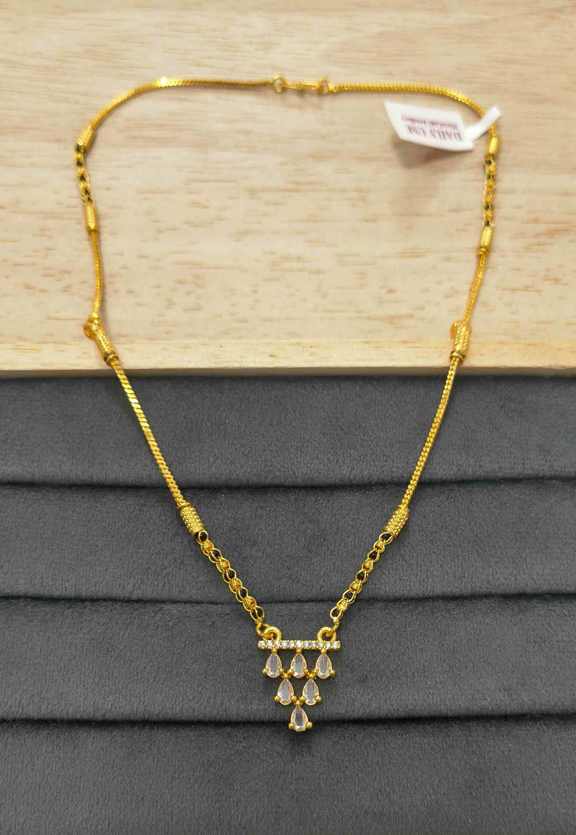 Daily Wear Mangalsutra AD Geometric Teardrop Pendant
