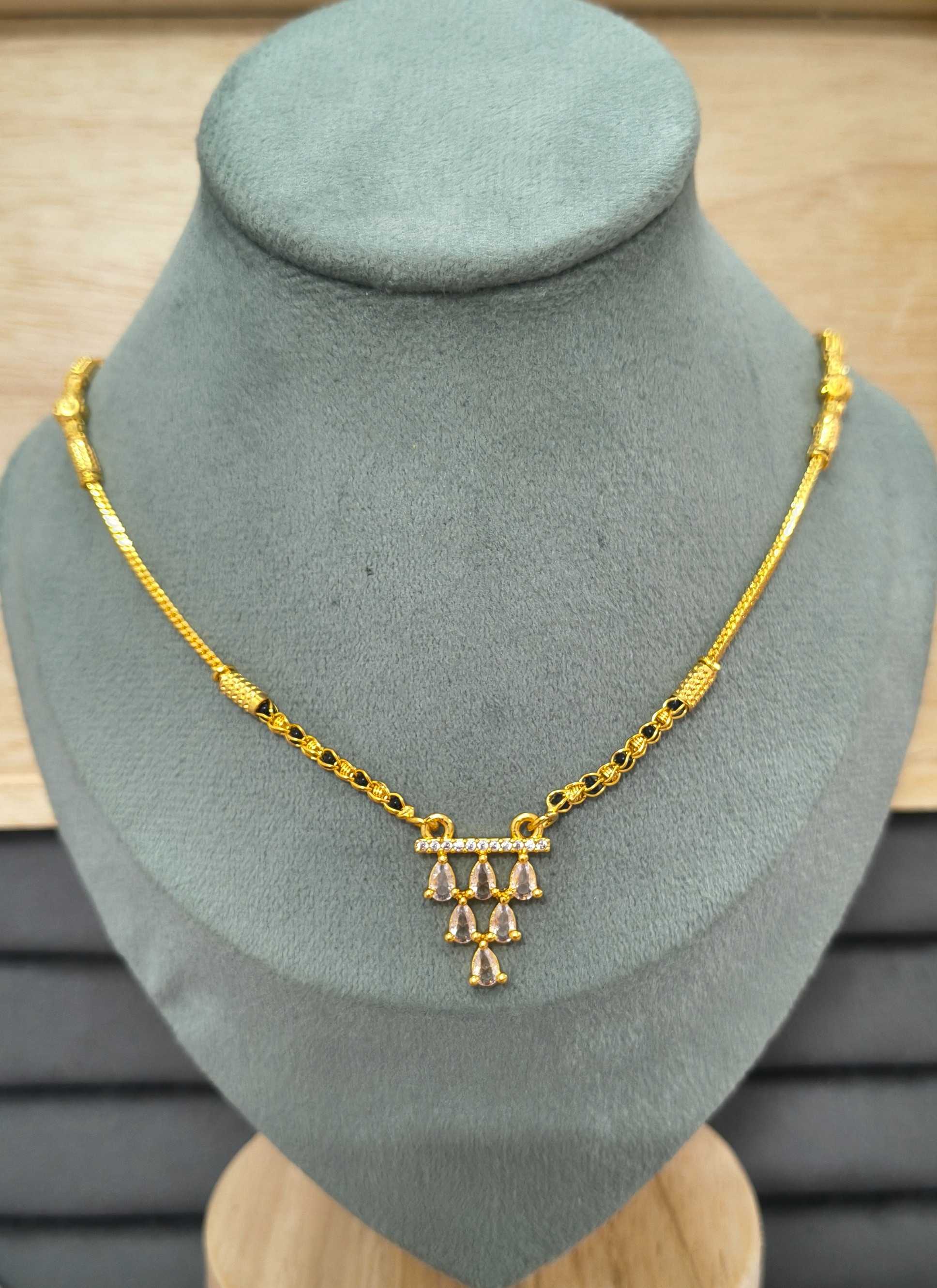 Daily Wear Mangalsutra AD Geometric Teardrop Pendant