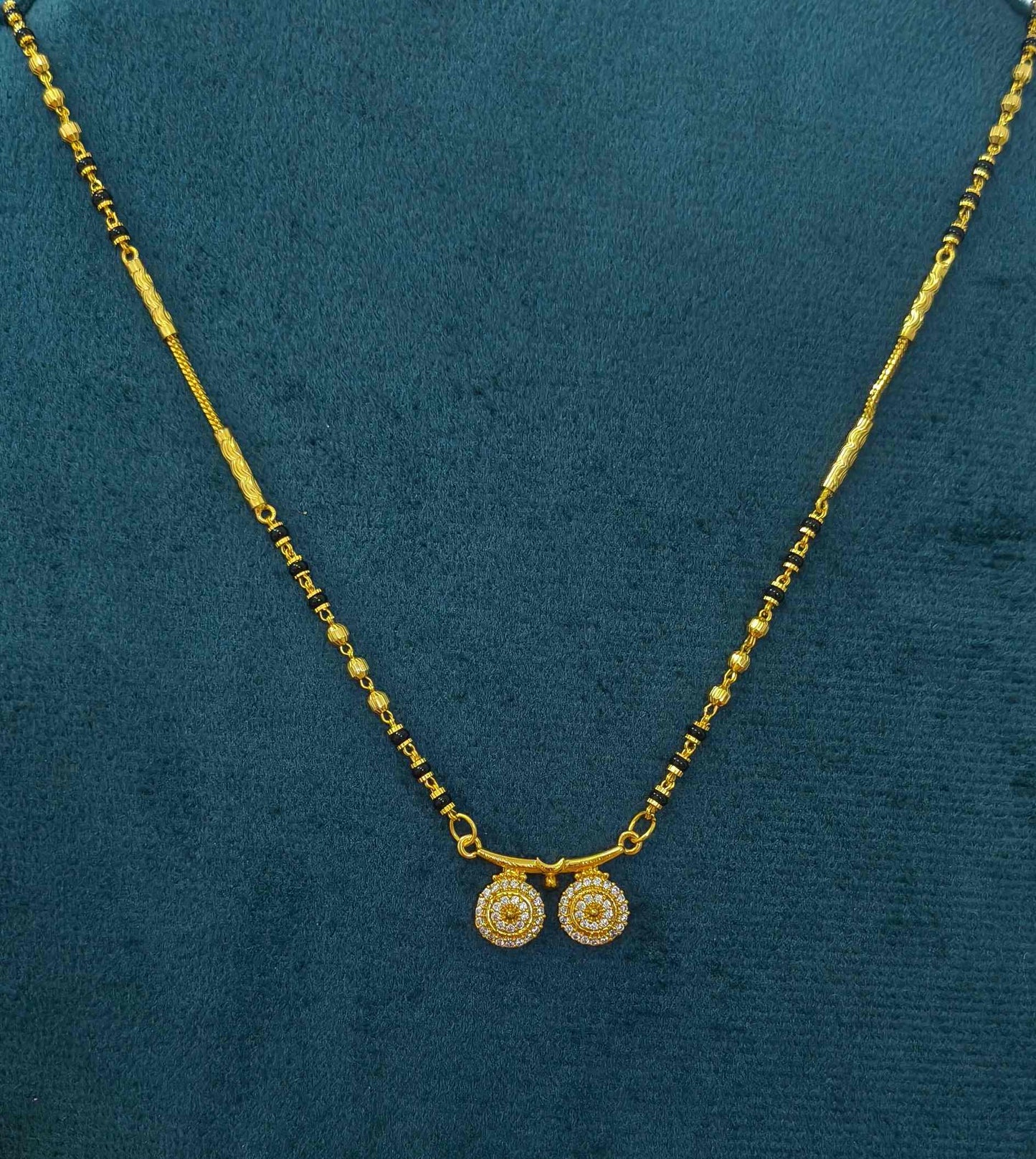Daily Wear Mangalsutra Black Beaded AD Vati Pendant