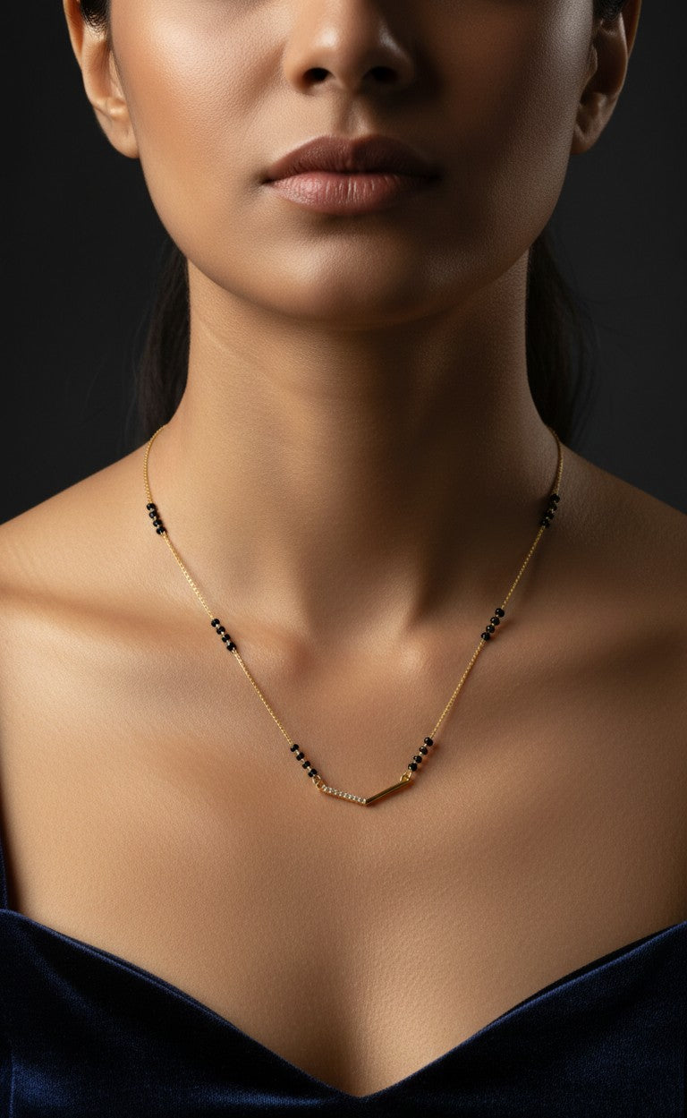 Daily Wear Mangalsutra Black Beaded Delicate Pendant