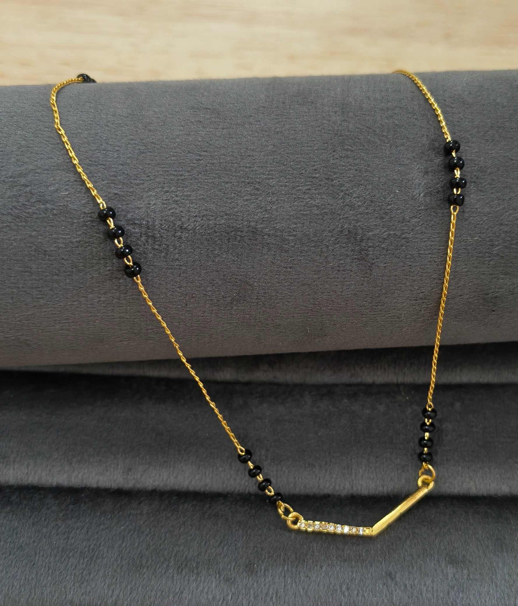Daily Wear Mangalsutra Black Beaded Delicate Pendant