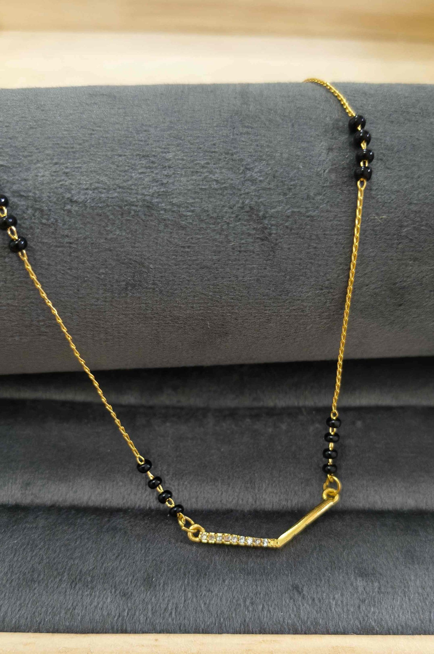 Daily Wear Mangalsutra Black Beaded Delicate Pendant