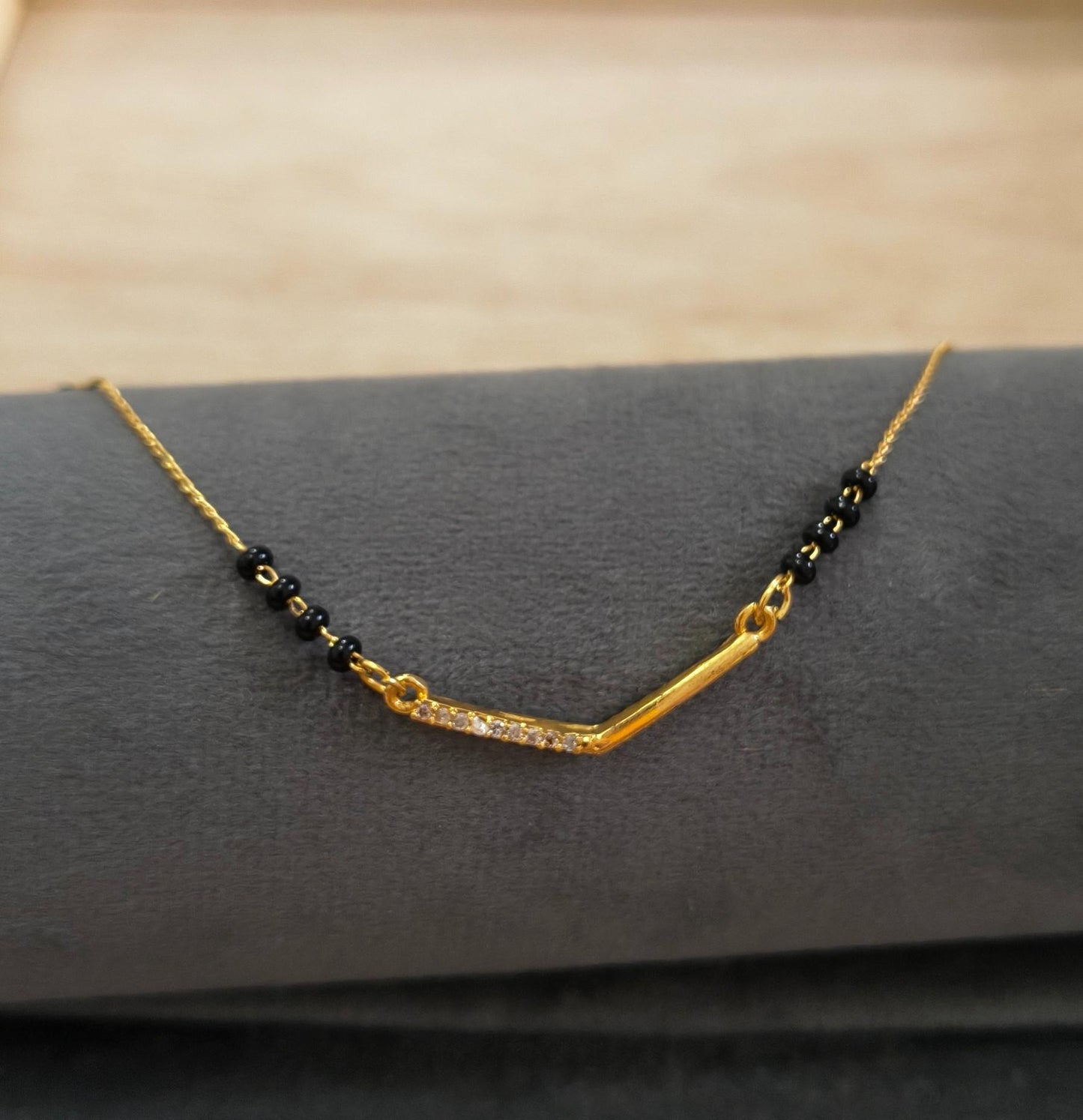 Daily Wear Mangalsutra Black Beaded Delicate Pendant