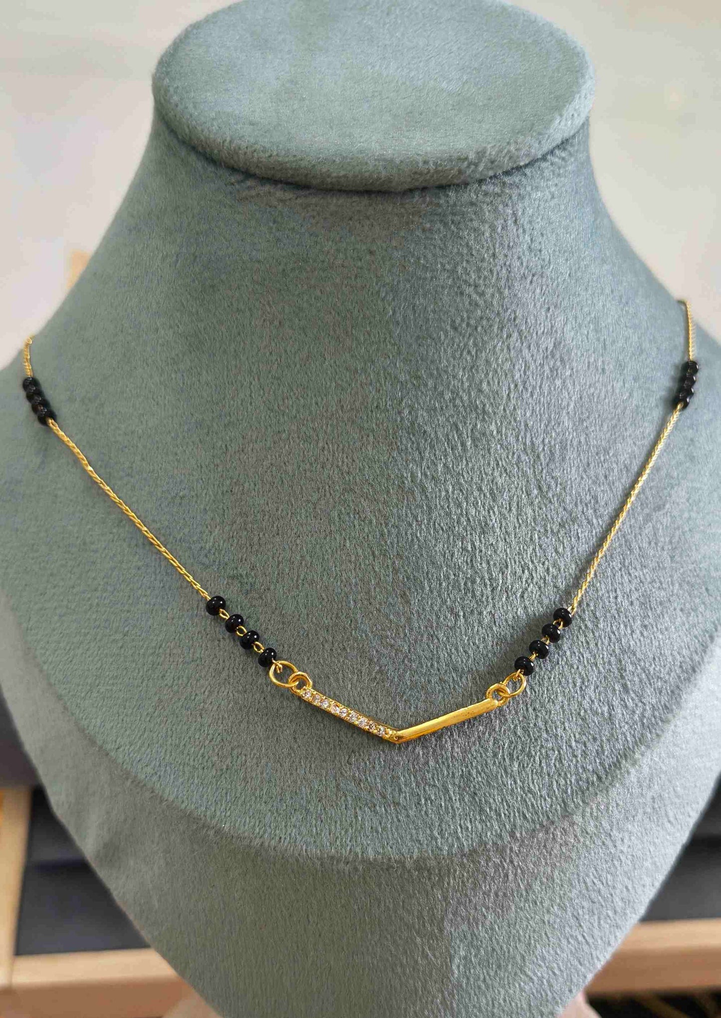 Daily Wear Mangalsutra Black Beaded Delicate Pendant