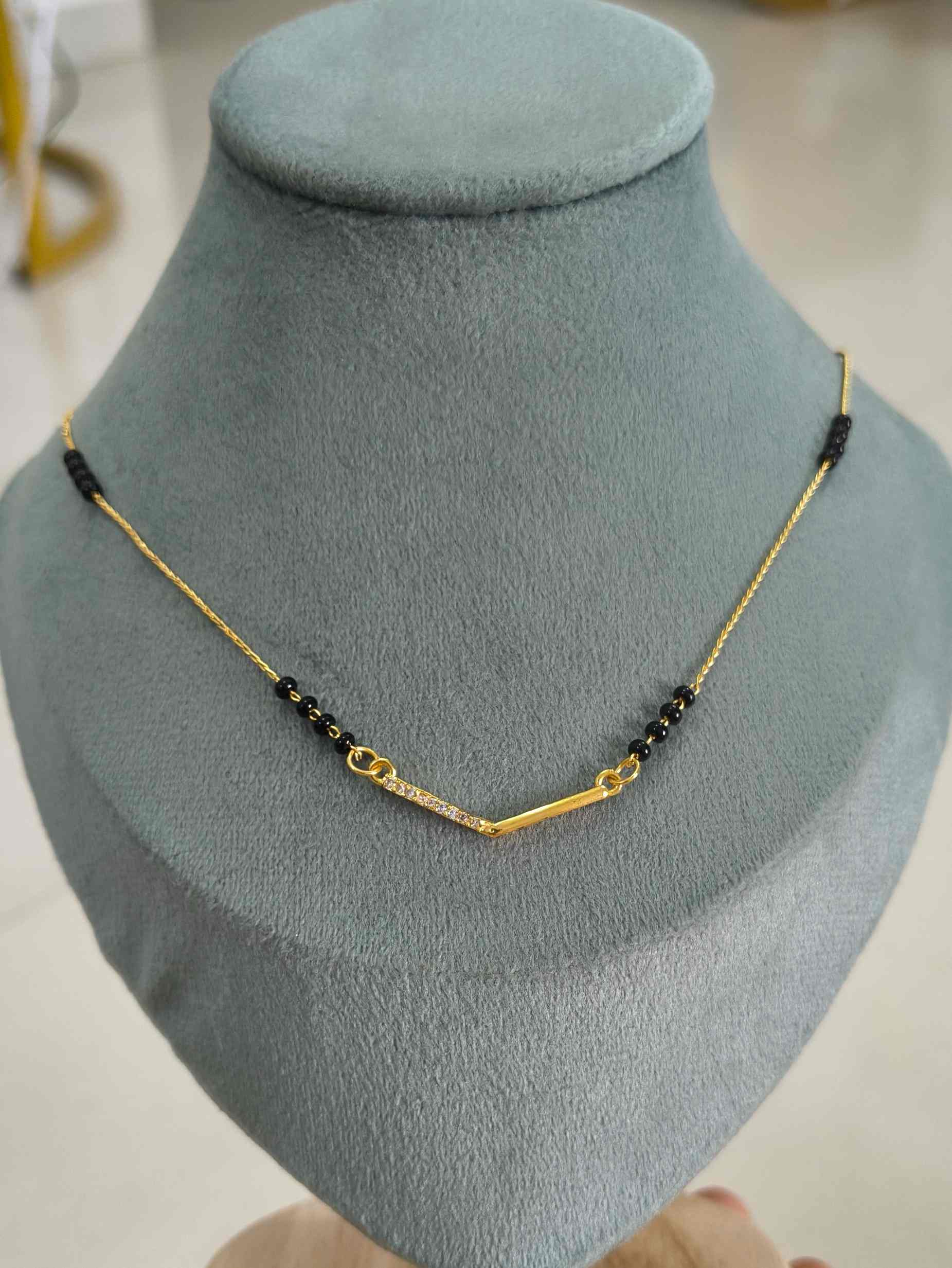 Daily Wear Mangalsutra Black Beaded Delicate Pendant