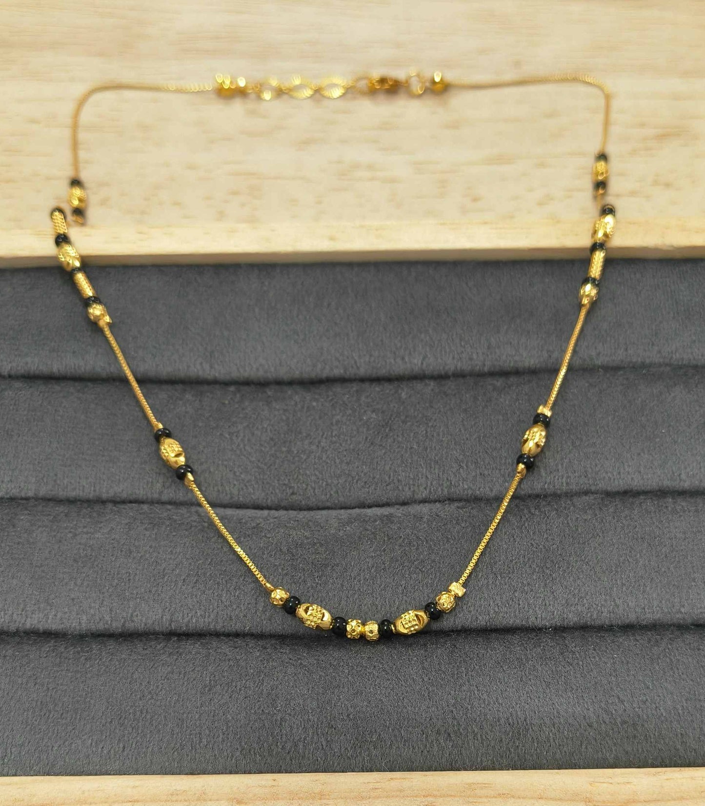 Daily Wear Mangalsutra Classic Golden Black Beads Design