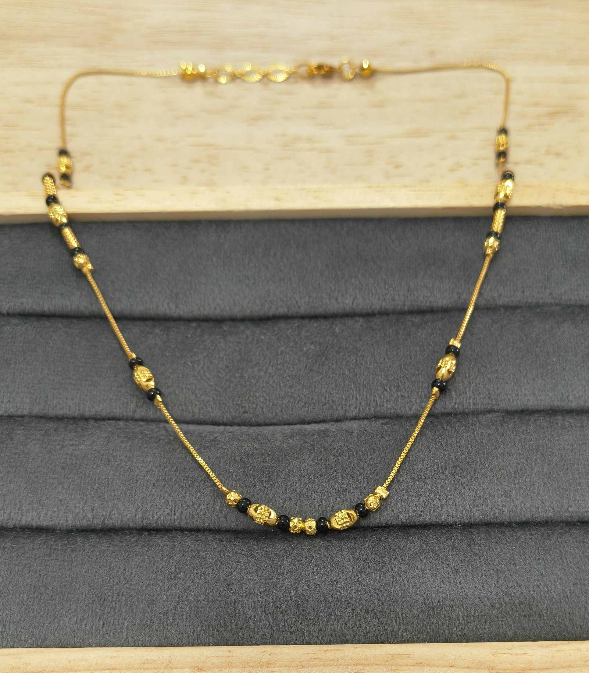 Daily Wear Mangalsutra Classic Golden Black Beads Design
