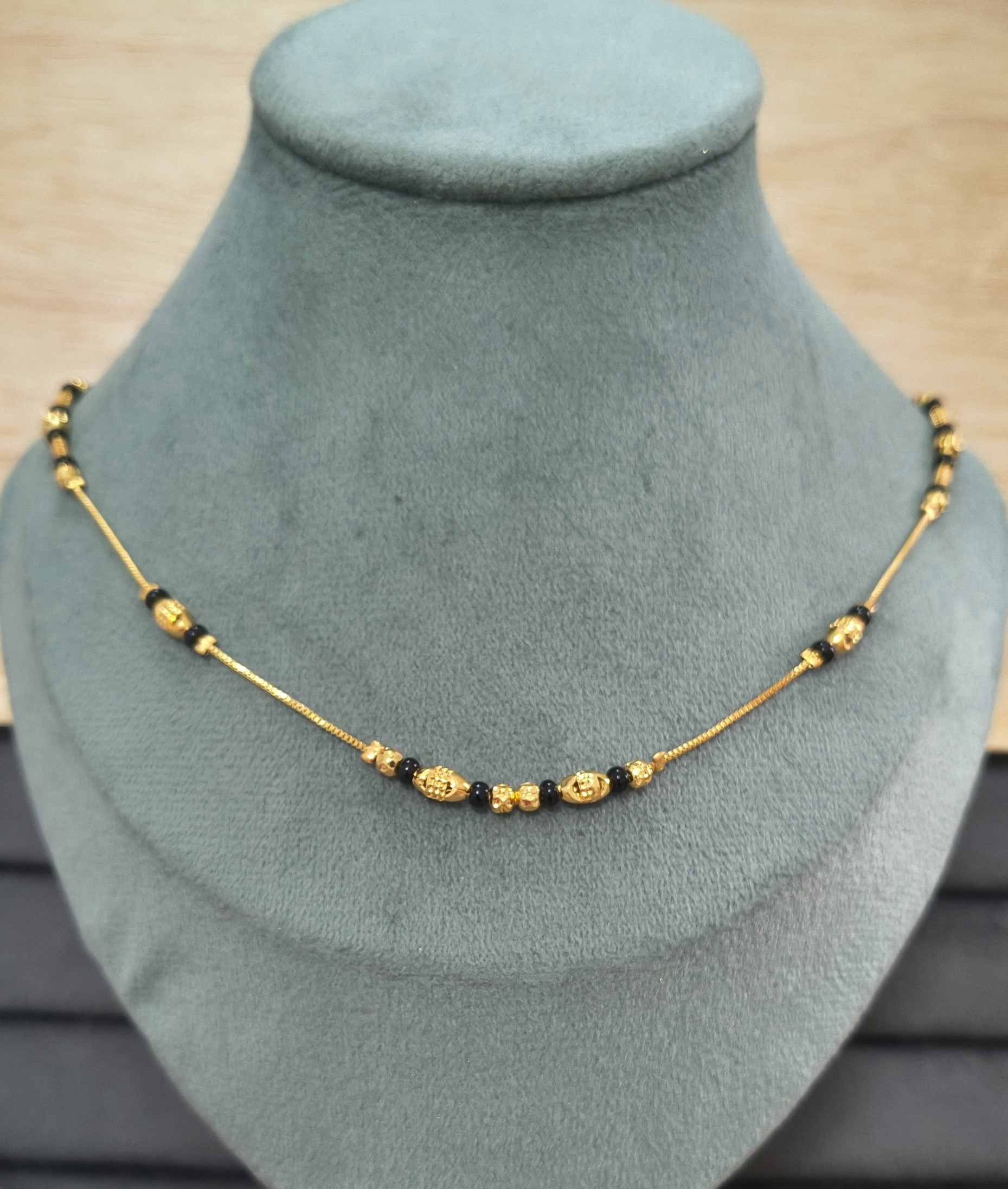 Daily Wear Mangalsutra Classic Golden Black Beads Design