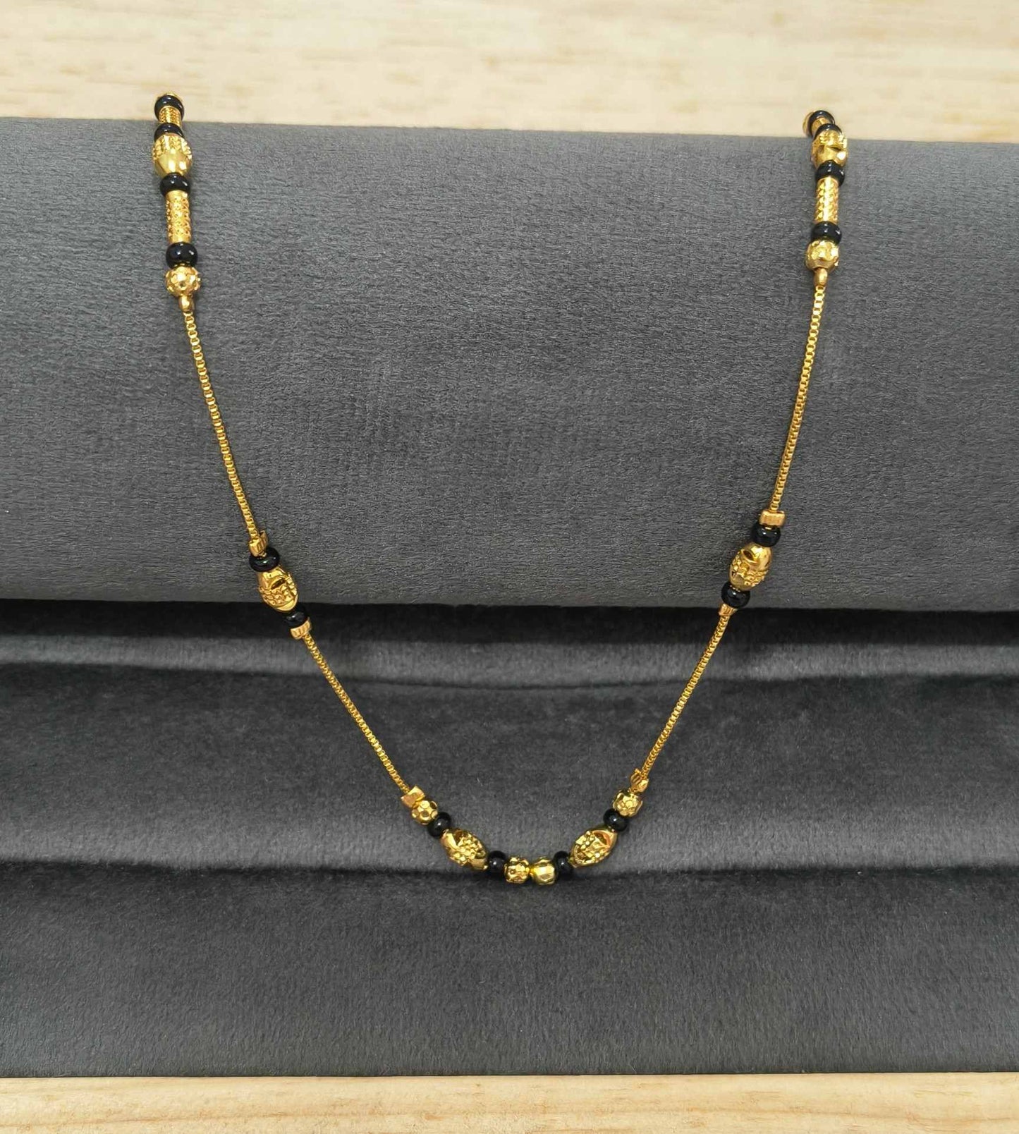Daily Wear Mangalsutra Classic Golden Black Beads Design