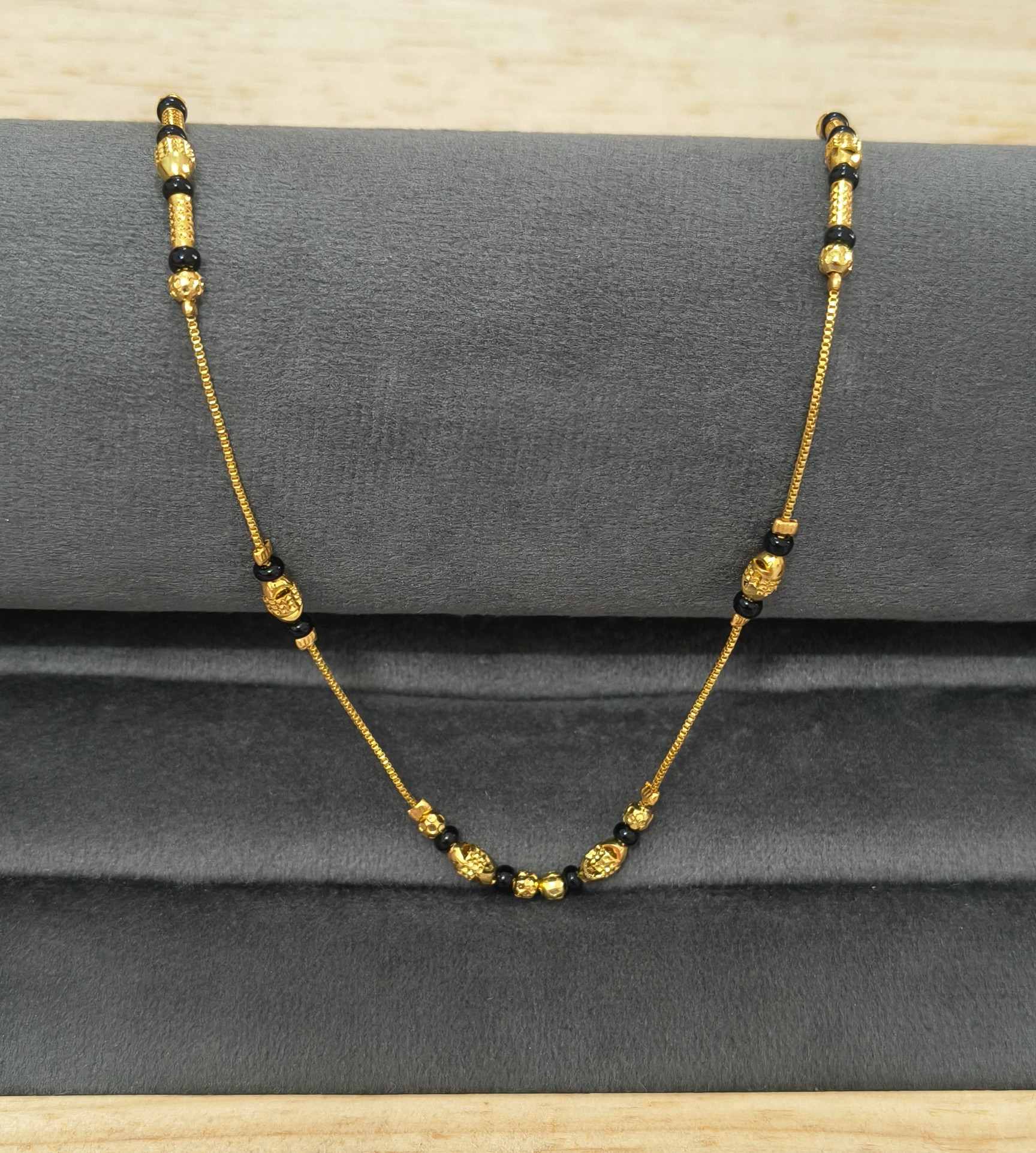 Daily Wear Mangalsutra Classic Golden Black Beads Design