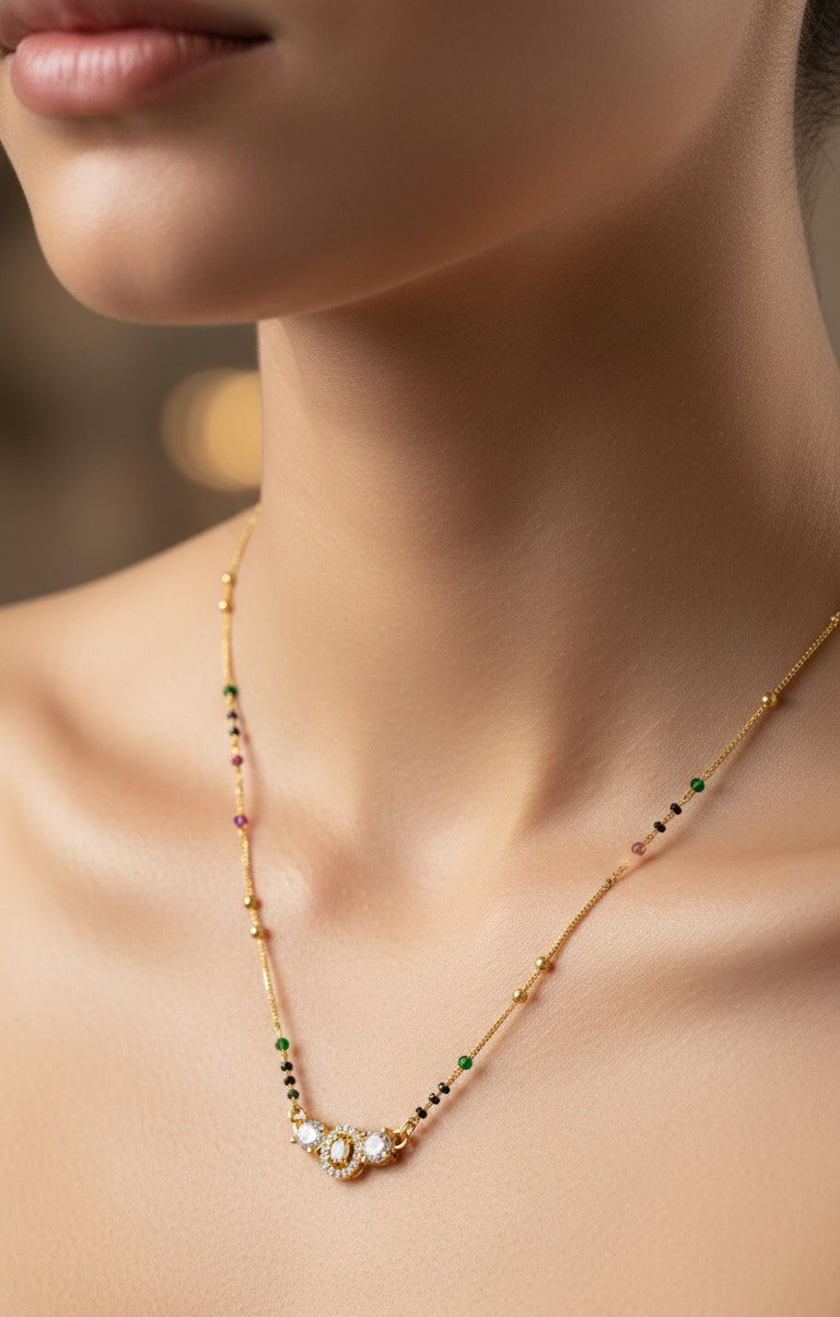 Daily Wear Mangalsutra Modern AD Stone Pendant