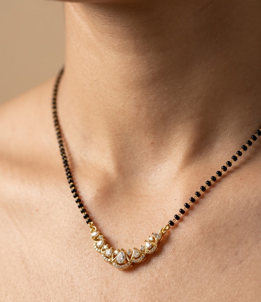 Daily Wear Mangalsutra with Eternal Shiny Diamond Pendant