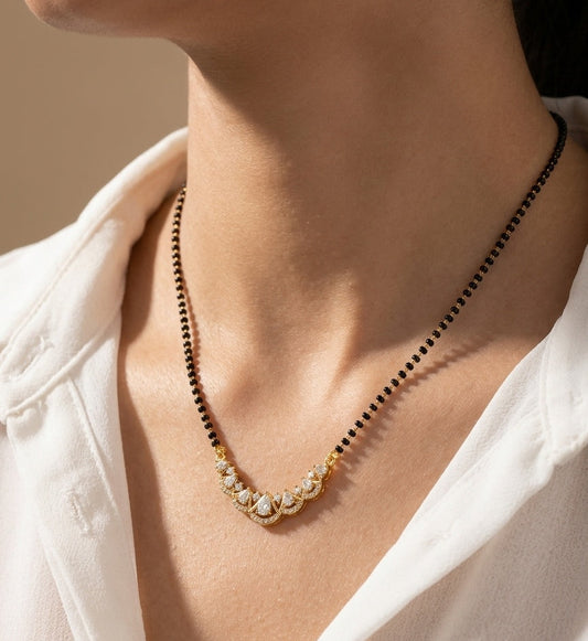 Daily Wear Mangalsutra with Eternal Shiny Diamond Pendant