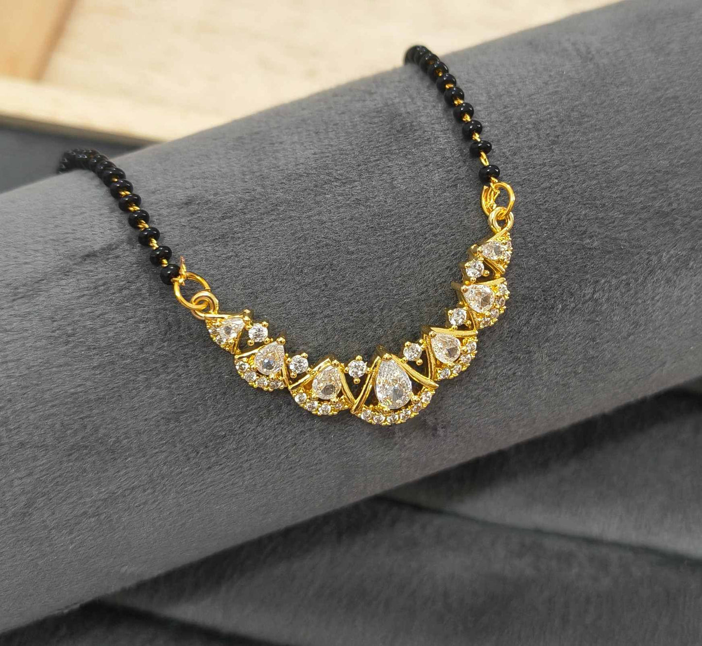 Daily Wear Mangalsutra with Eternal Shiny Diamond Pendant