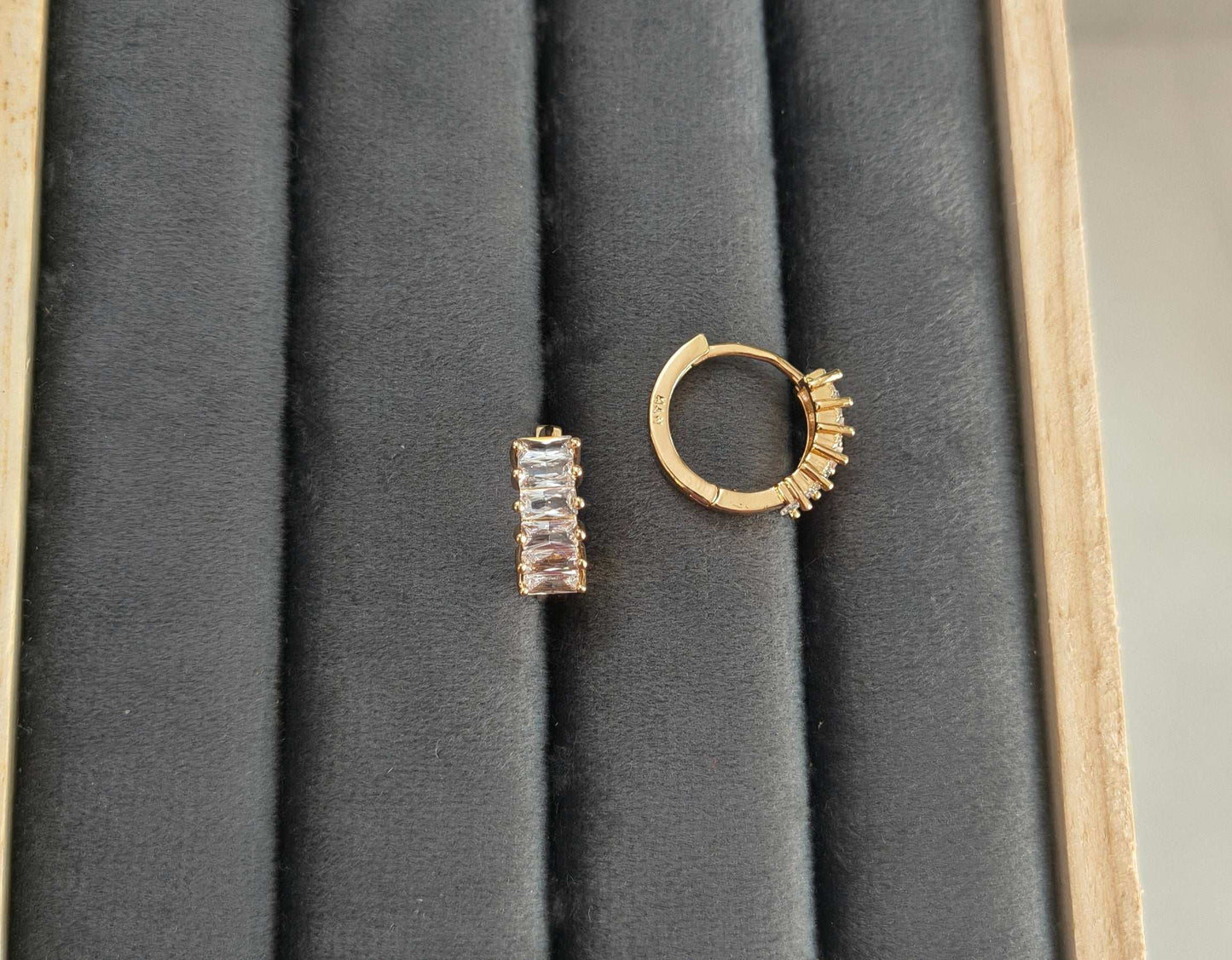 Dainty Stone Studded Bali Earrings 18K Gold Plated