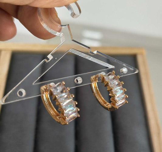 Dainty Stone Studded Bali Earrings 18K Gold Plated