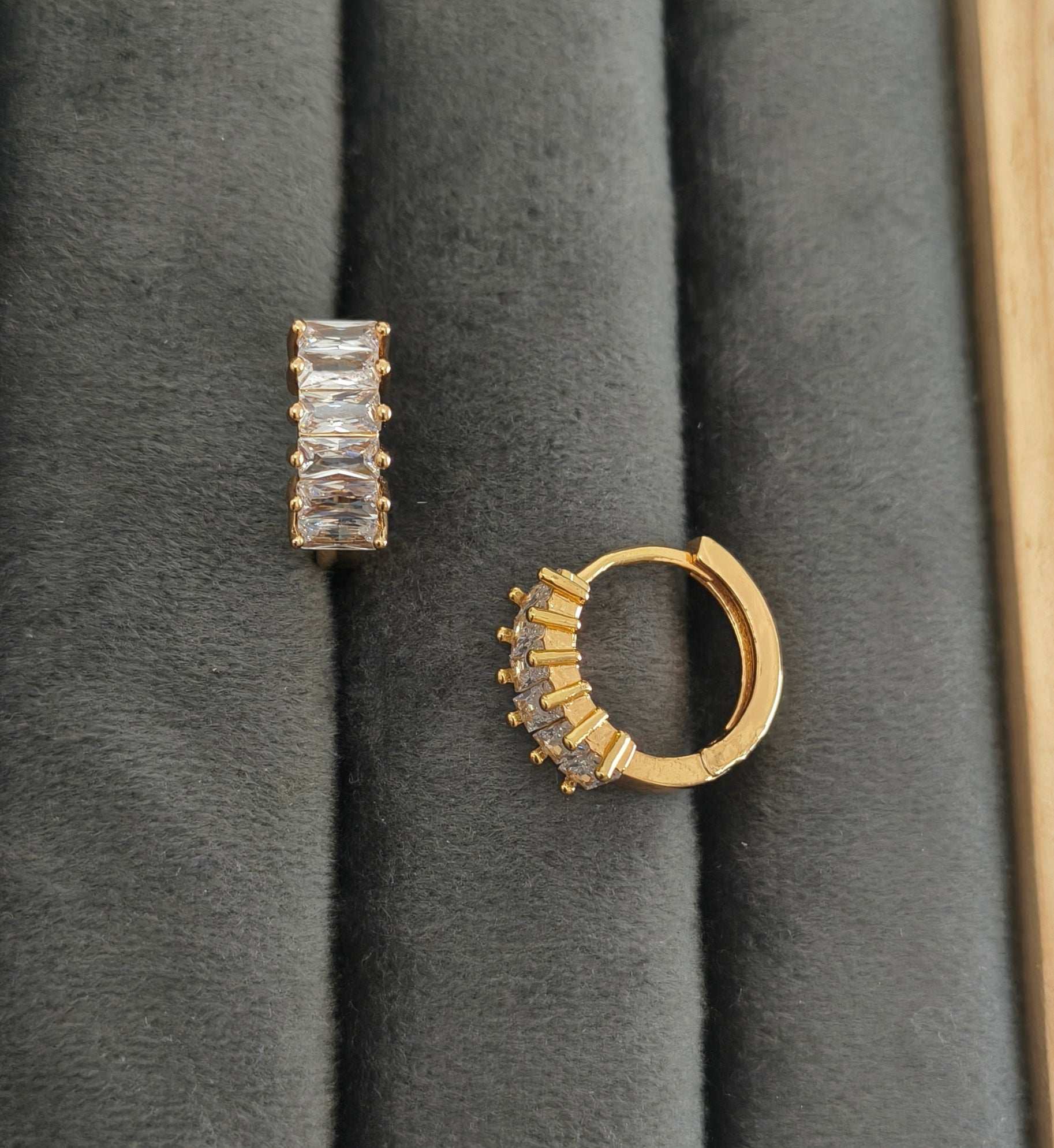 Dainty Stone Studded Bali Earrings 18K Gold Plated