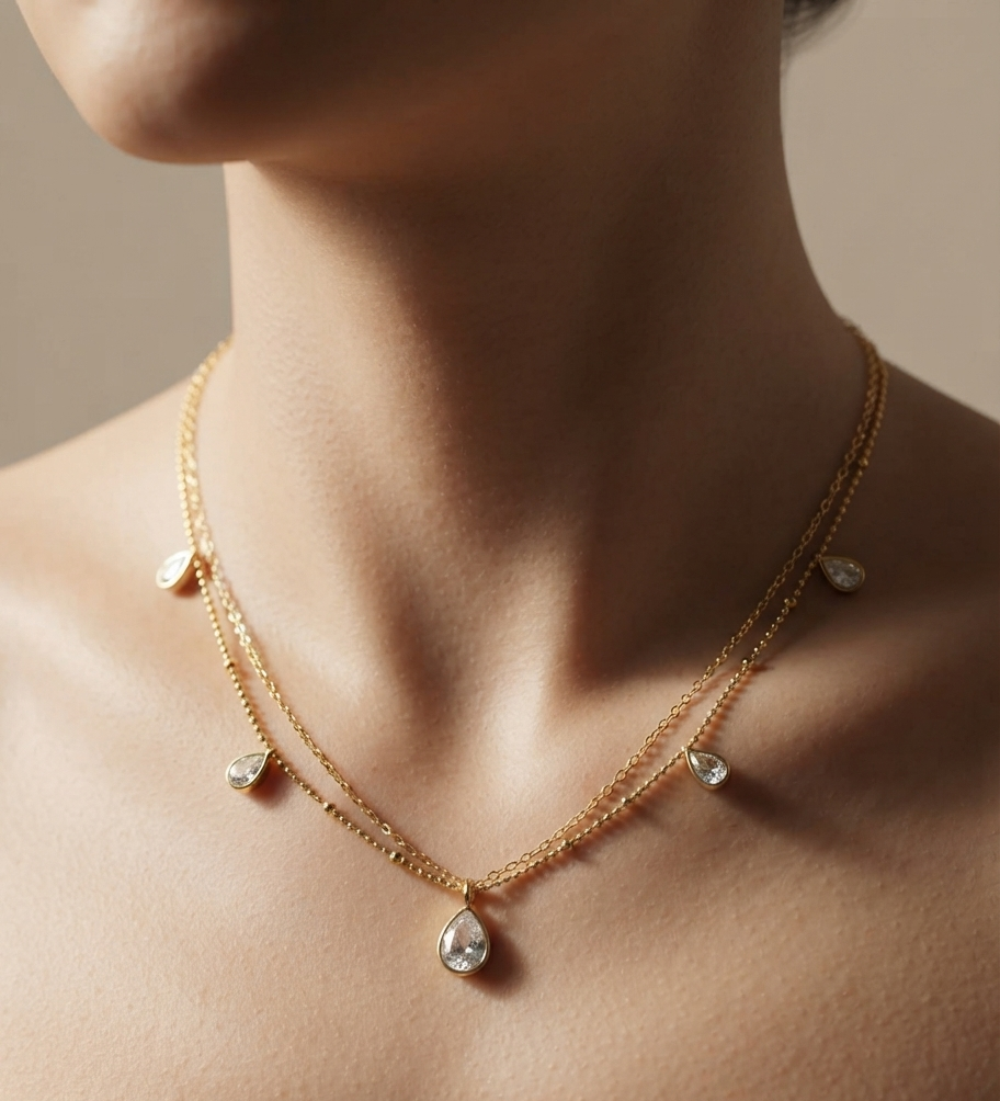 Dangling Crystal Charm Necklace