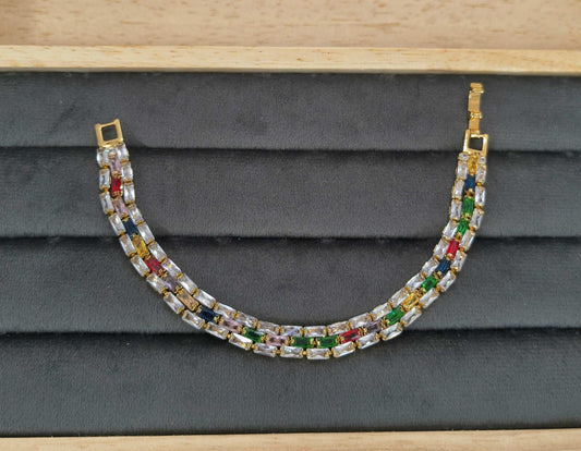Dazzling Multicolored Zircon Studded Tennis Bracelet