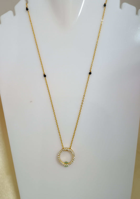 Dazzling Round Pendant Mangalsutra Chain Gold Plated