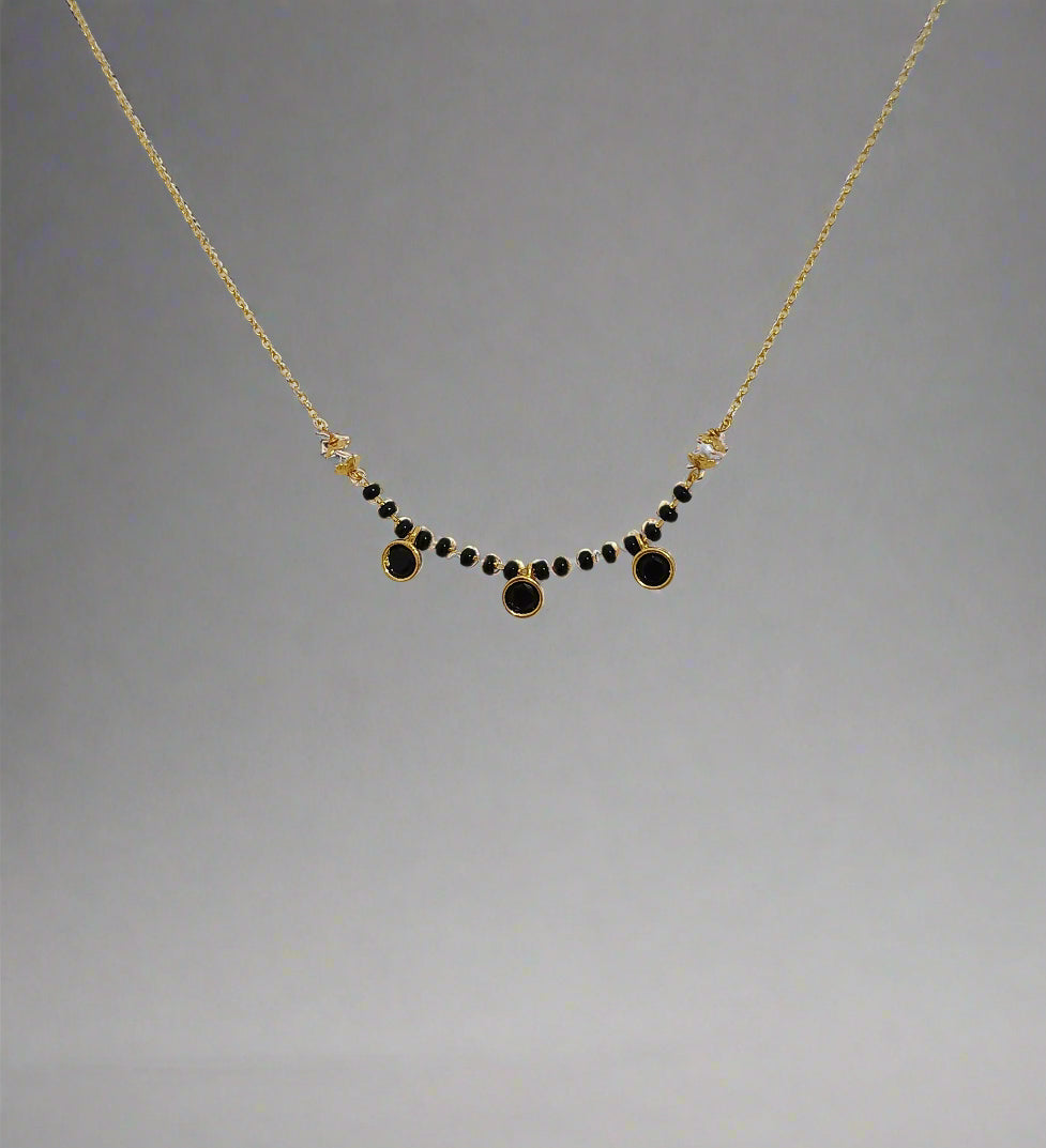 Dazzling Mangalsutra Chain With Black Stones Gold Plated 