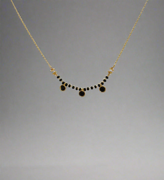 Dazzling Mangalsutra Chain With Black Stones Gold Plated 