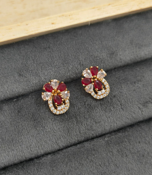 Dazzling Red Crystal Stud Earrings