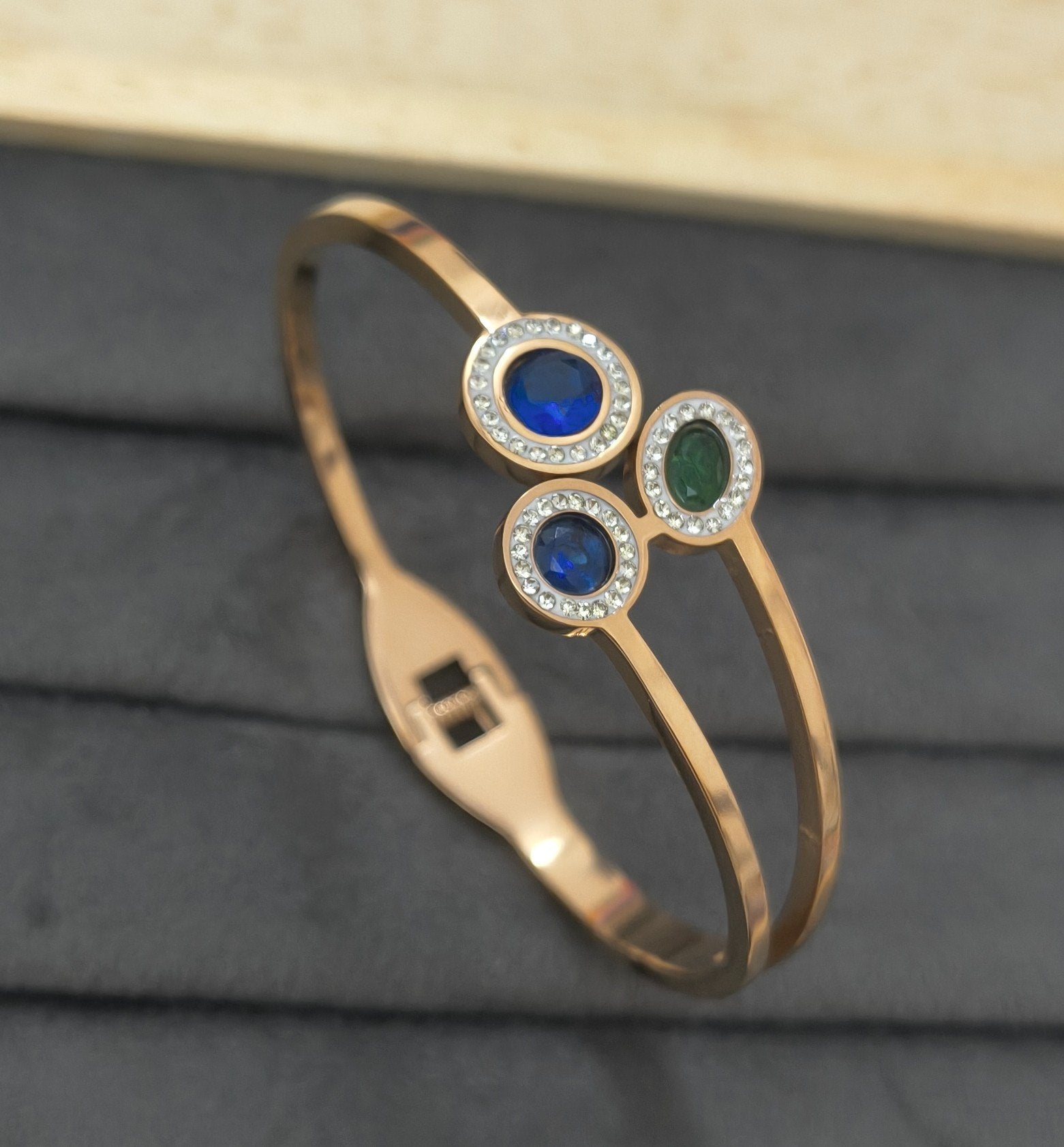 Dazzling Stone Bracelet Bangle 18K Gold Plated