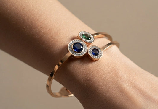 Dazzling Stone Bracelet Bangle 18K Gold Plated