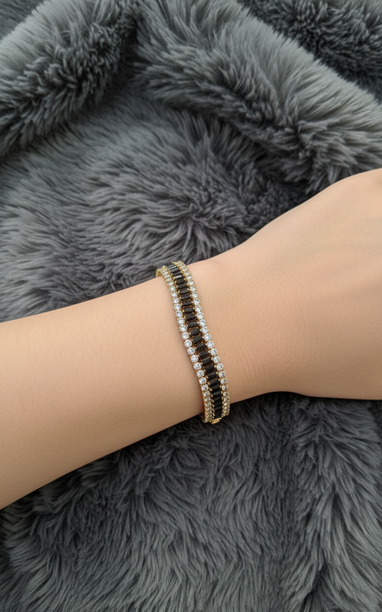 Dazzling Three Layered Zircon Studded Tennis Bracelet