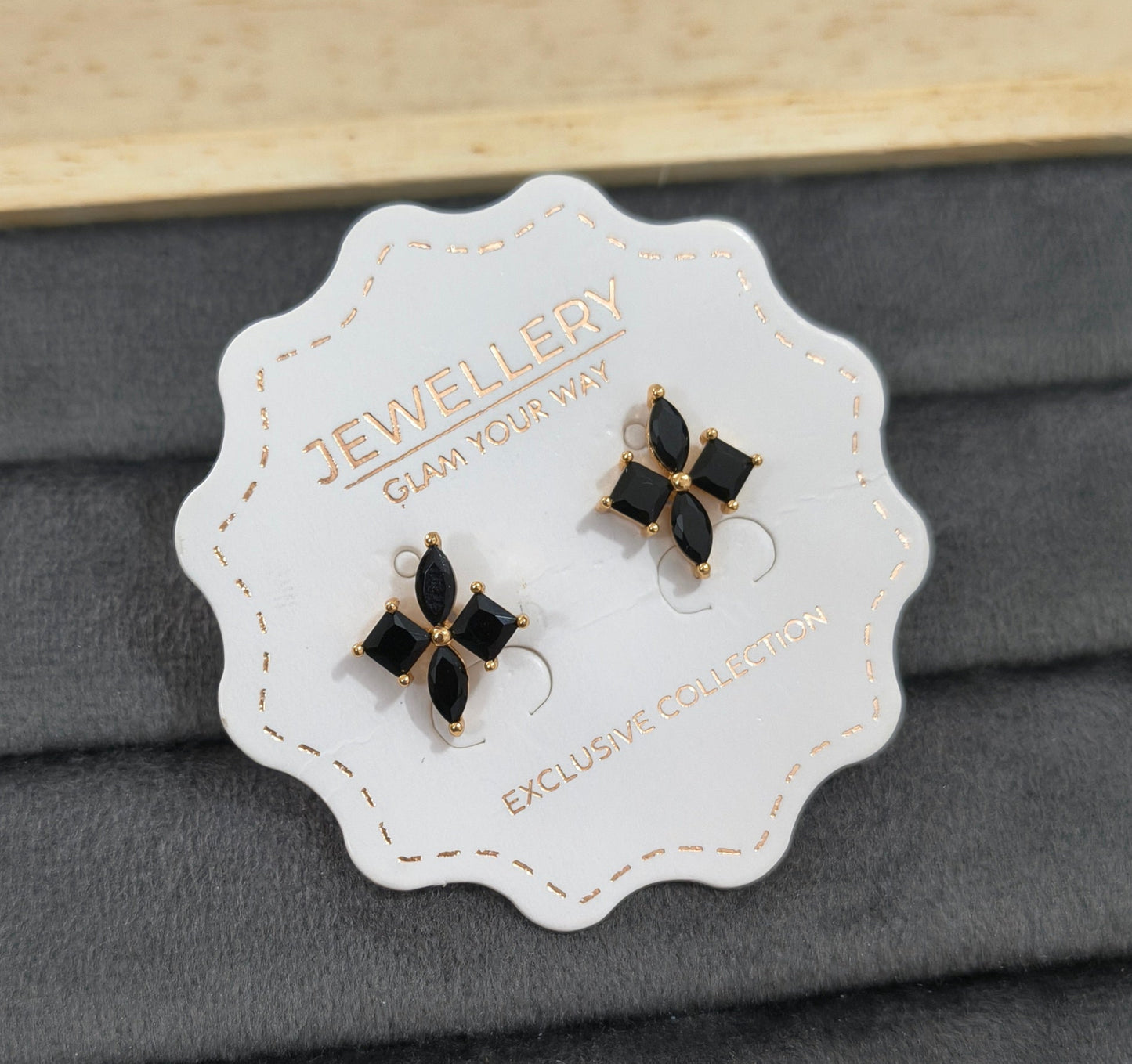 Delicate Black Petals Stud Earrings