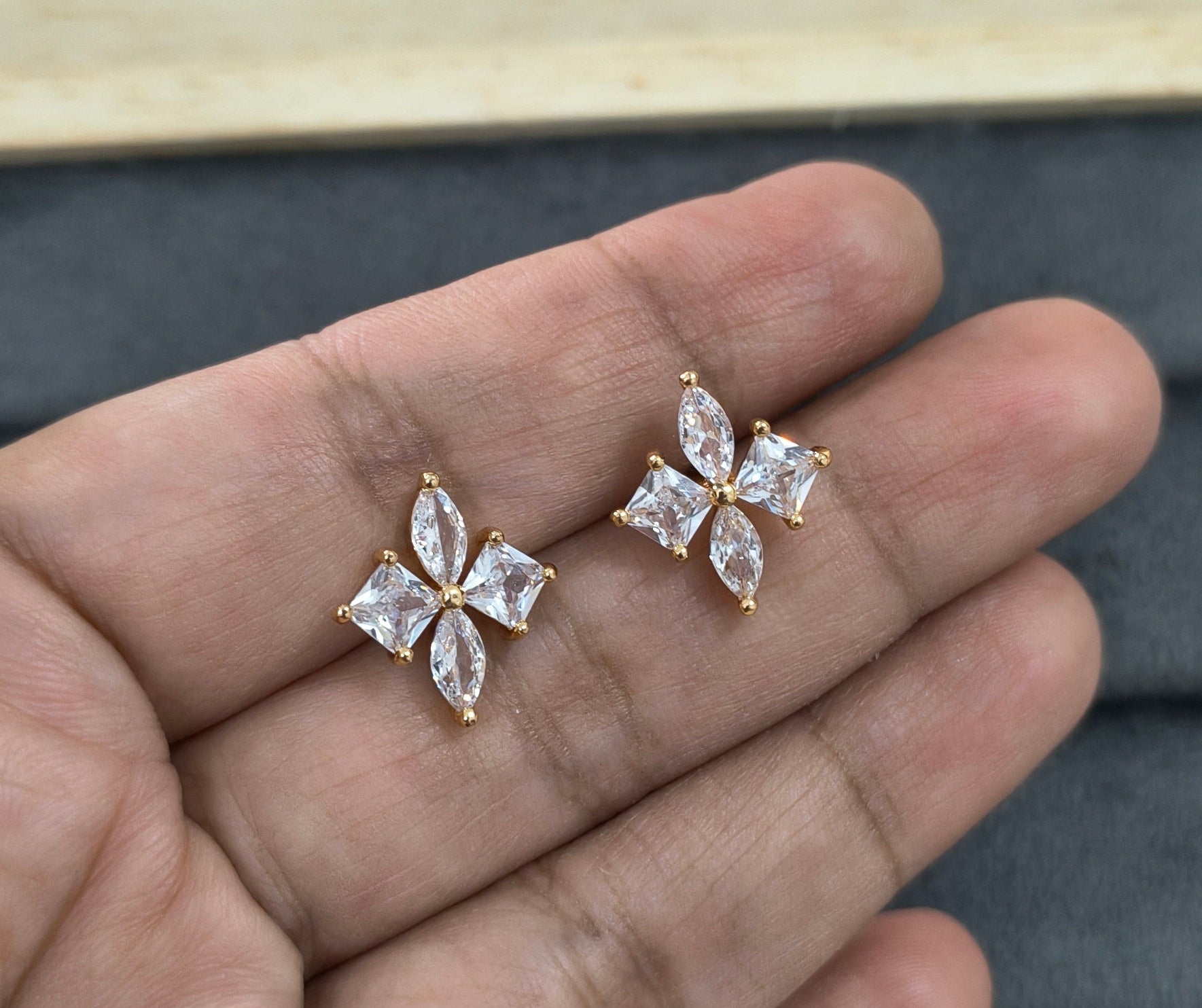 Delicate Glass Colour Petals Stud Earrings