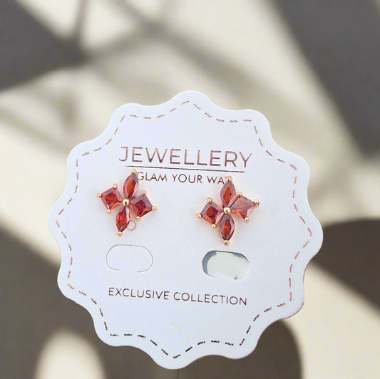 Delicate Red Petals Stud Earrings