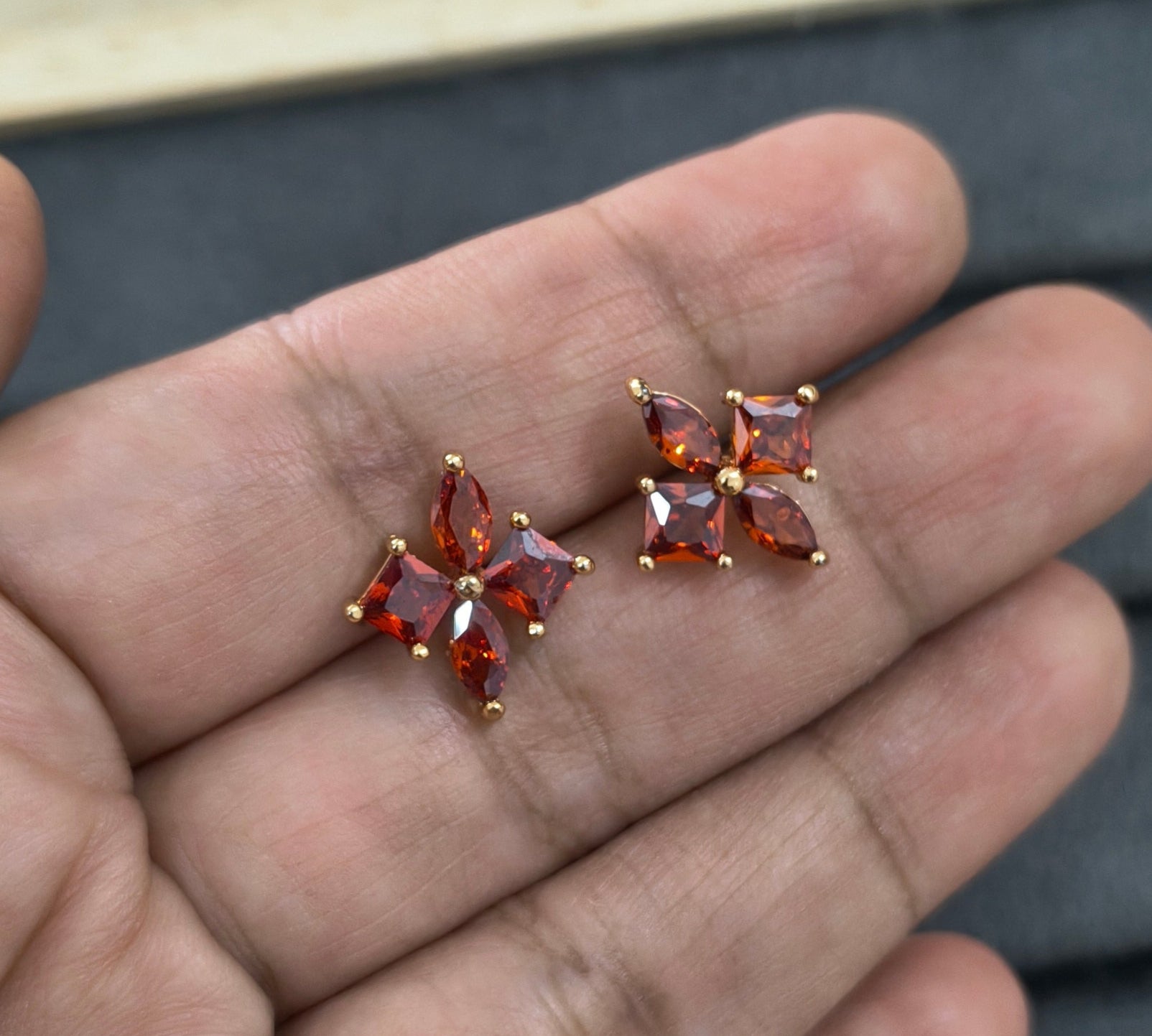 Delicate Red Petals Stud Earrings