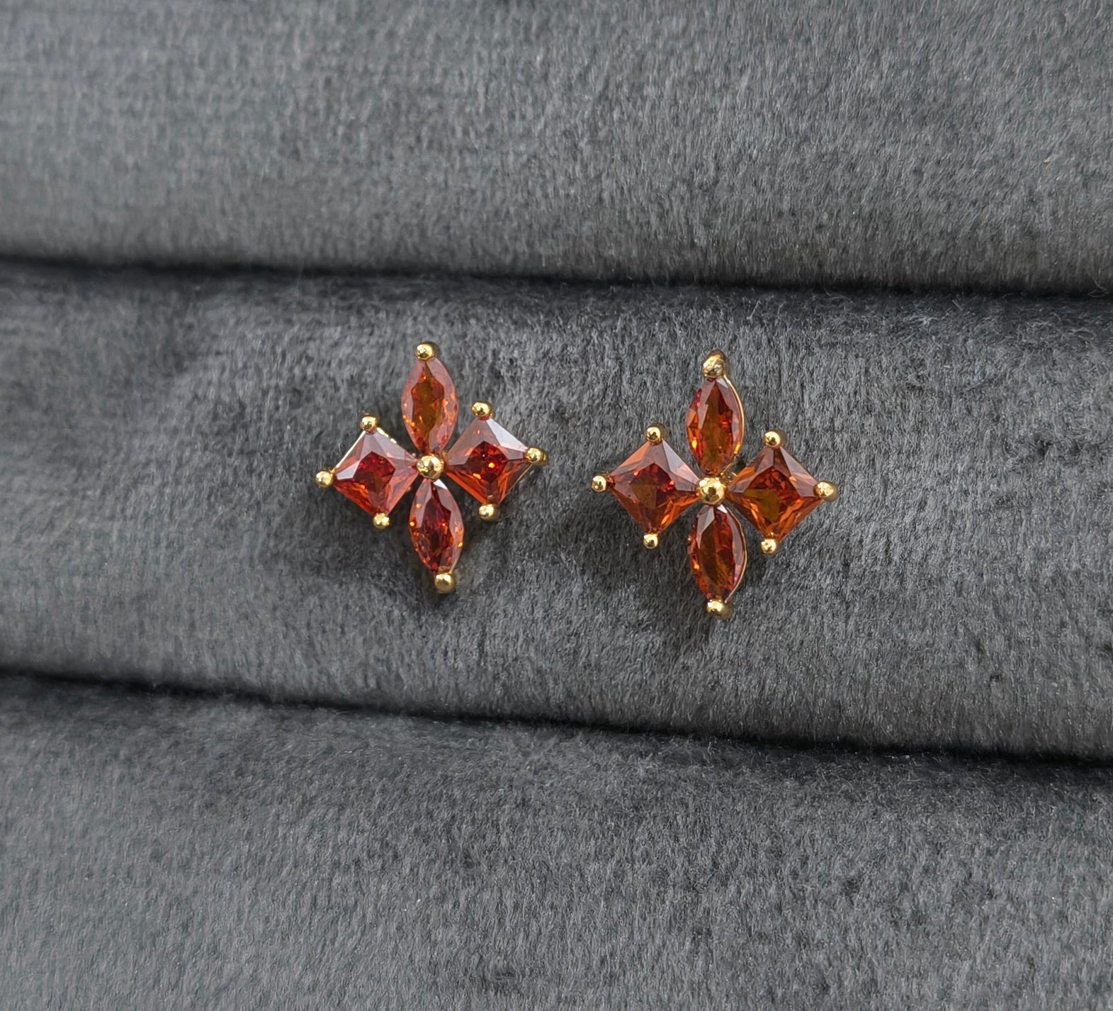 Delicate Red Petals Stud Earrings