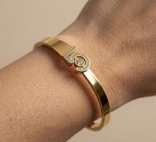 Delicate Stone Studded Bracelet Bangle 18K Gold Plated