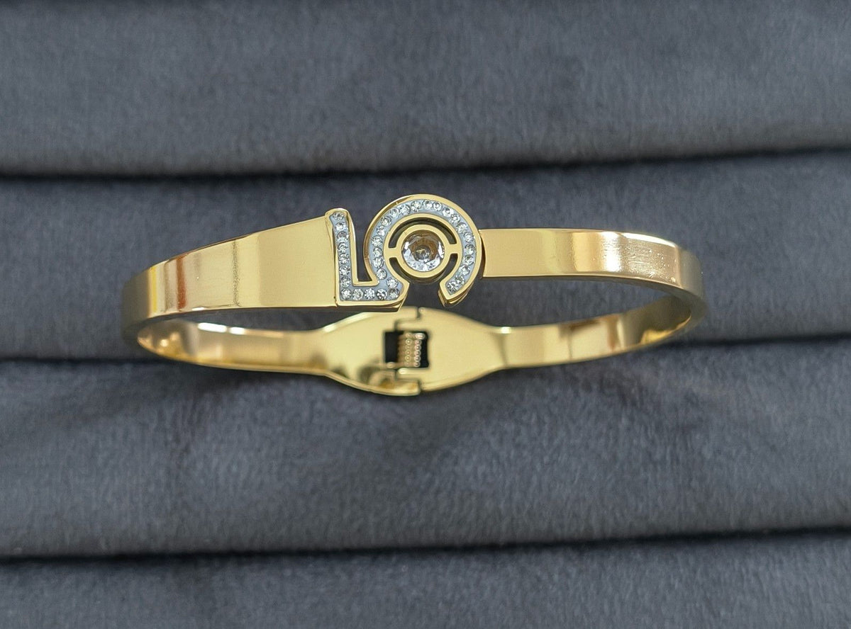 Delicate Stone Studded Bracelet Bangle 18K Gold Plated