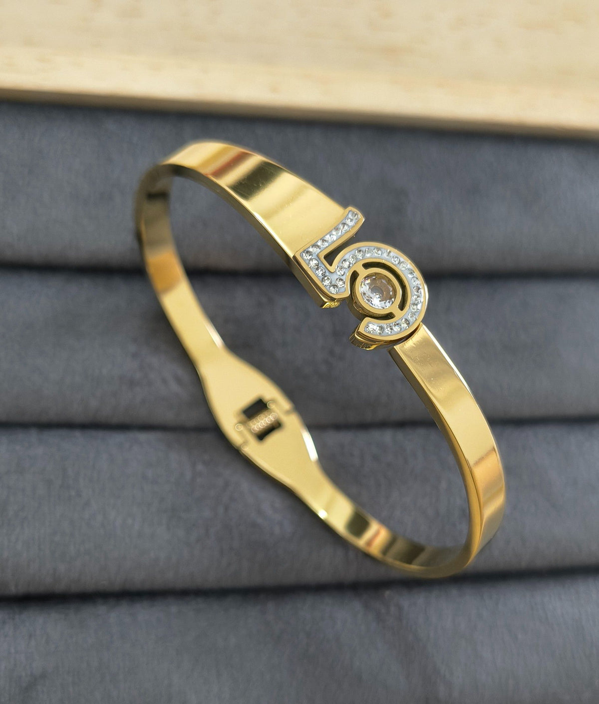 Delicate Stone Studded Bracelet Bangle 18K Gold Plated