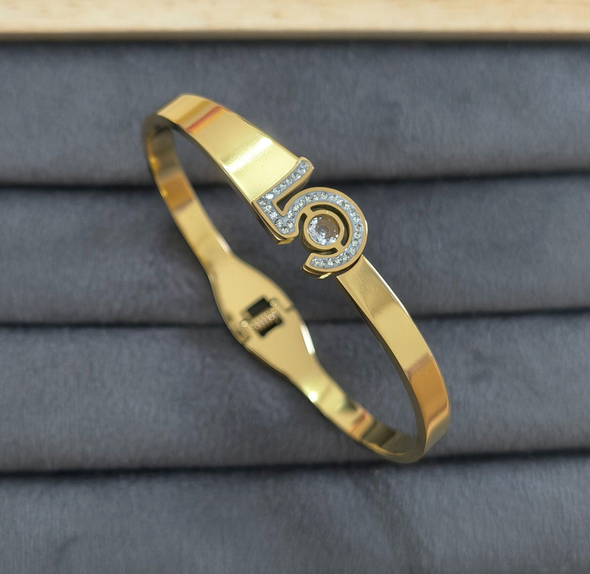 Delicate Stone Studded Bracelet Bangle 18K Gold Plated