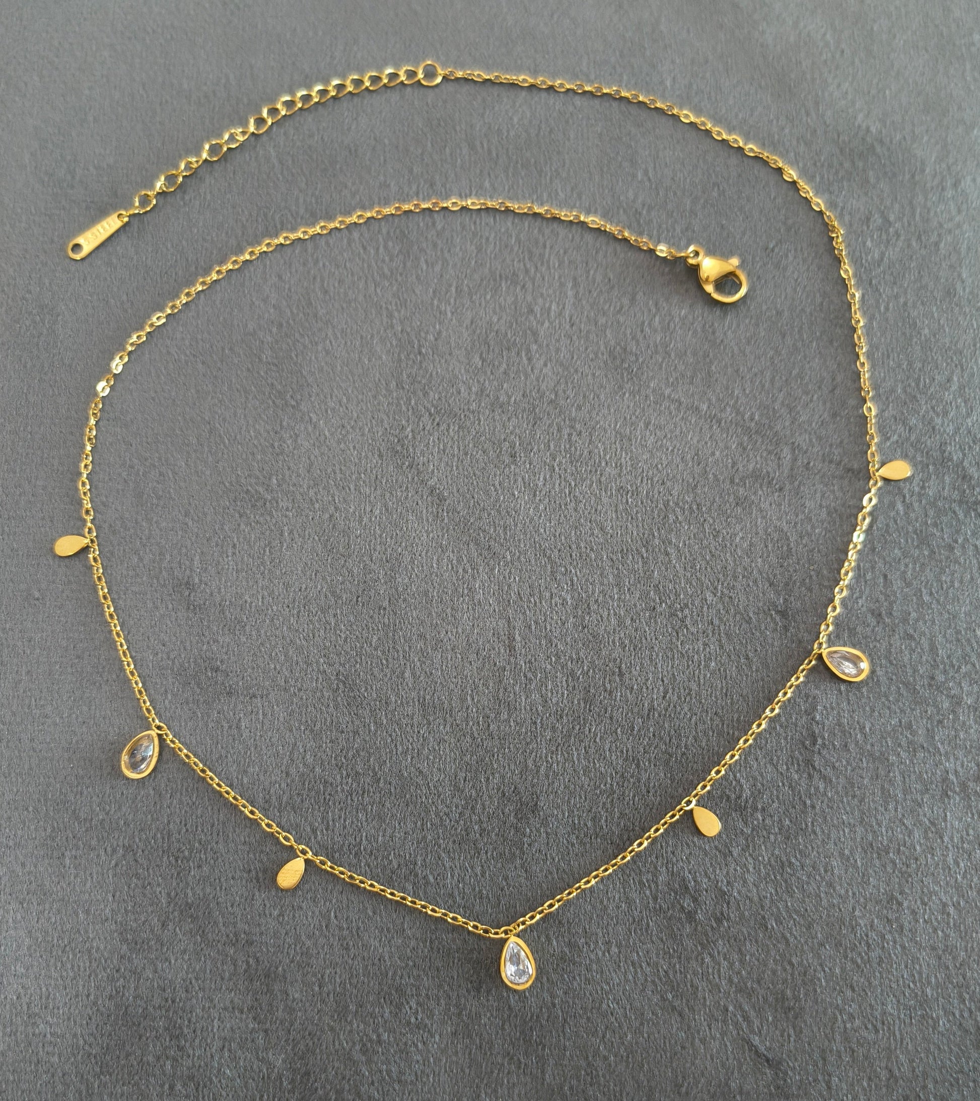 Diamonds and Golden Drops Necklace 18K Gold Plated