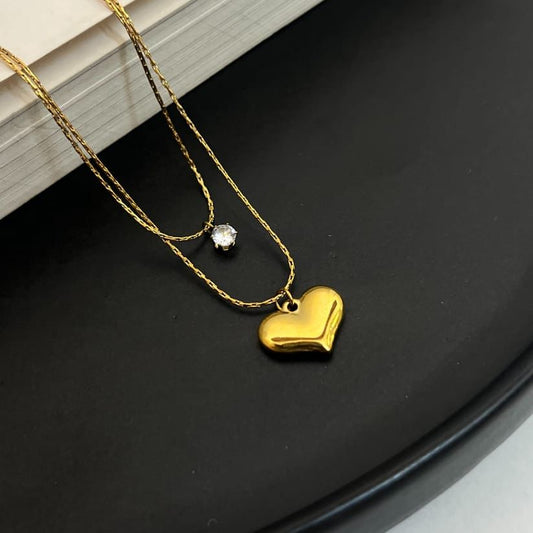 Double layered Heart Necklace 18K Gold Plated