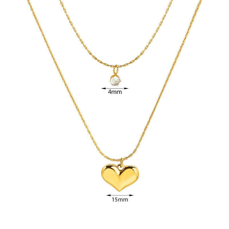 Double layered Heart Necklace 18K Gold Plated
