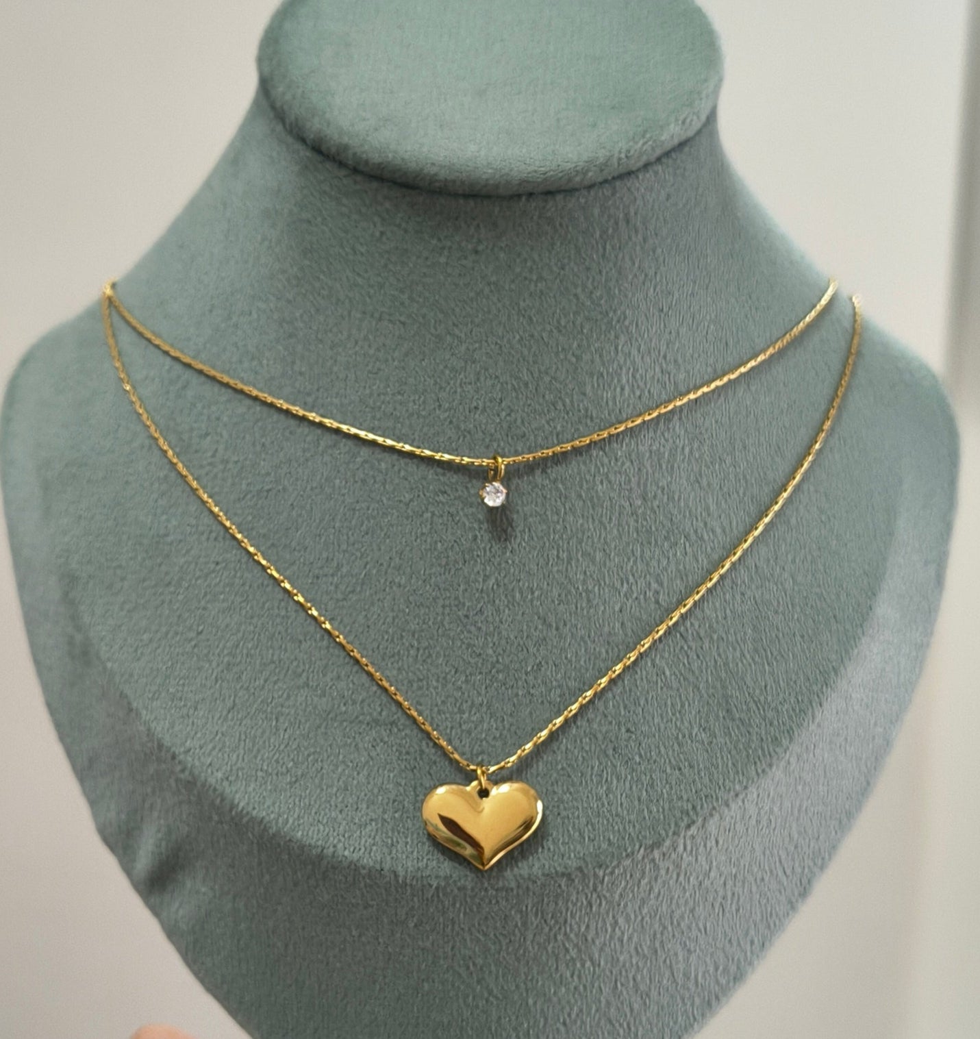 Double layered Heart Necklace 18K Gold Plated