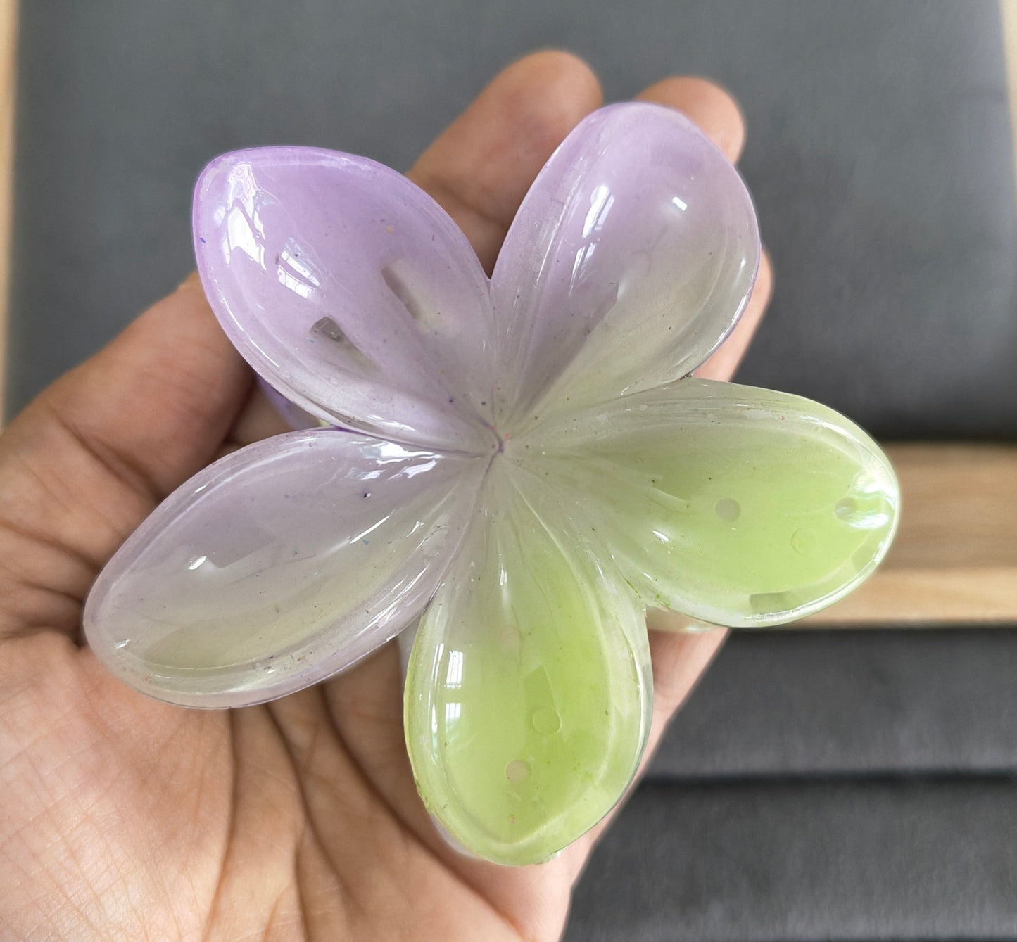 Dual Color Glossy Flower Hair Claw Clips
