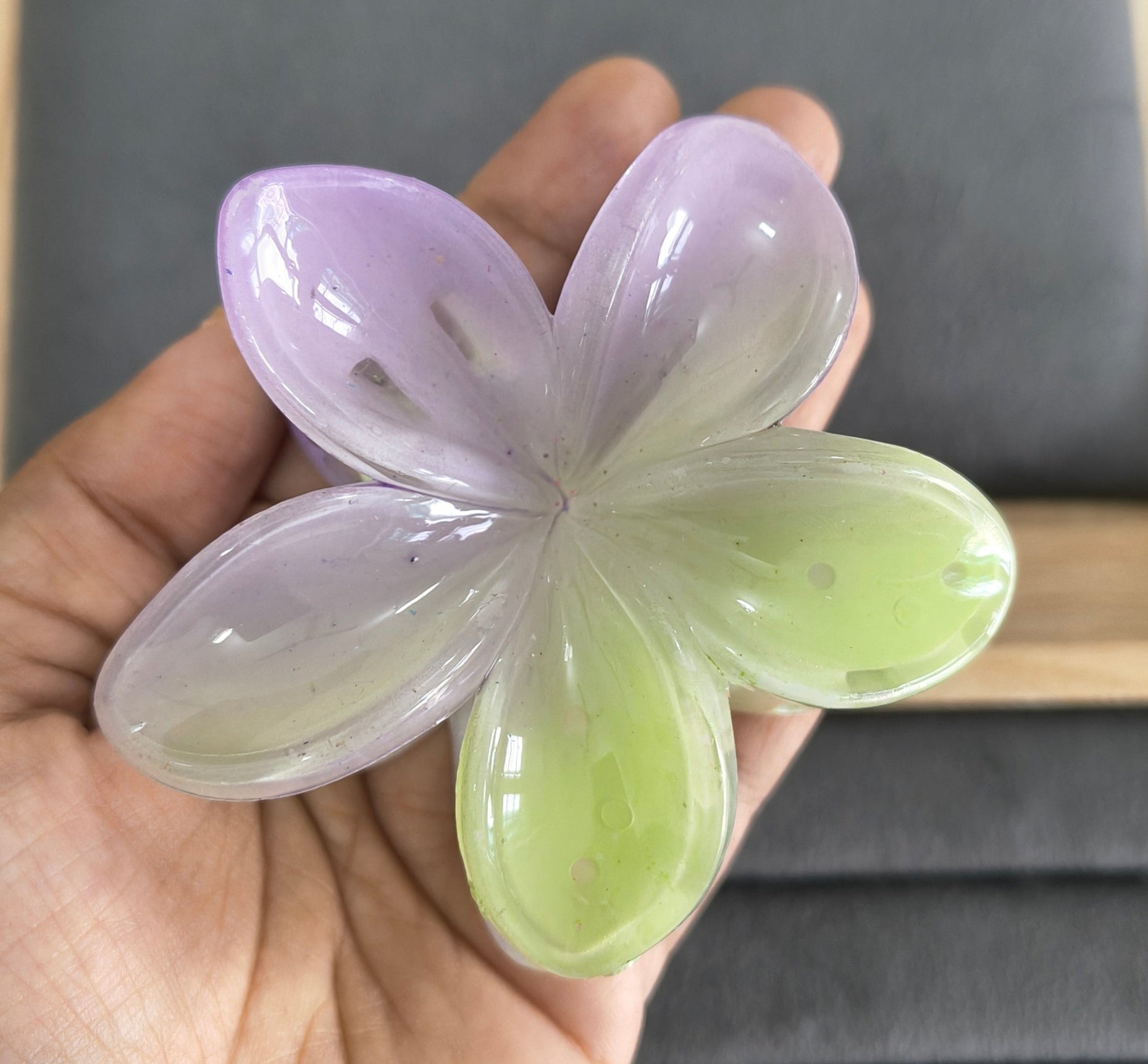 Dual Color Glossy Flower Hair Claw Clips