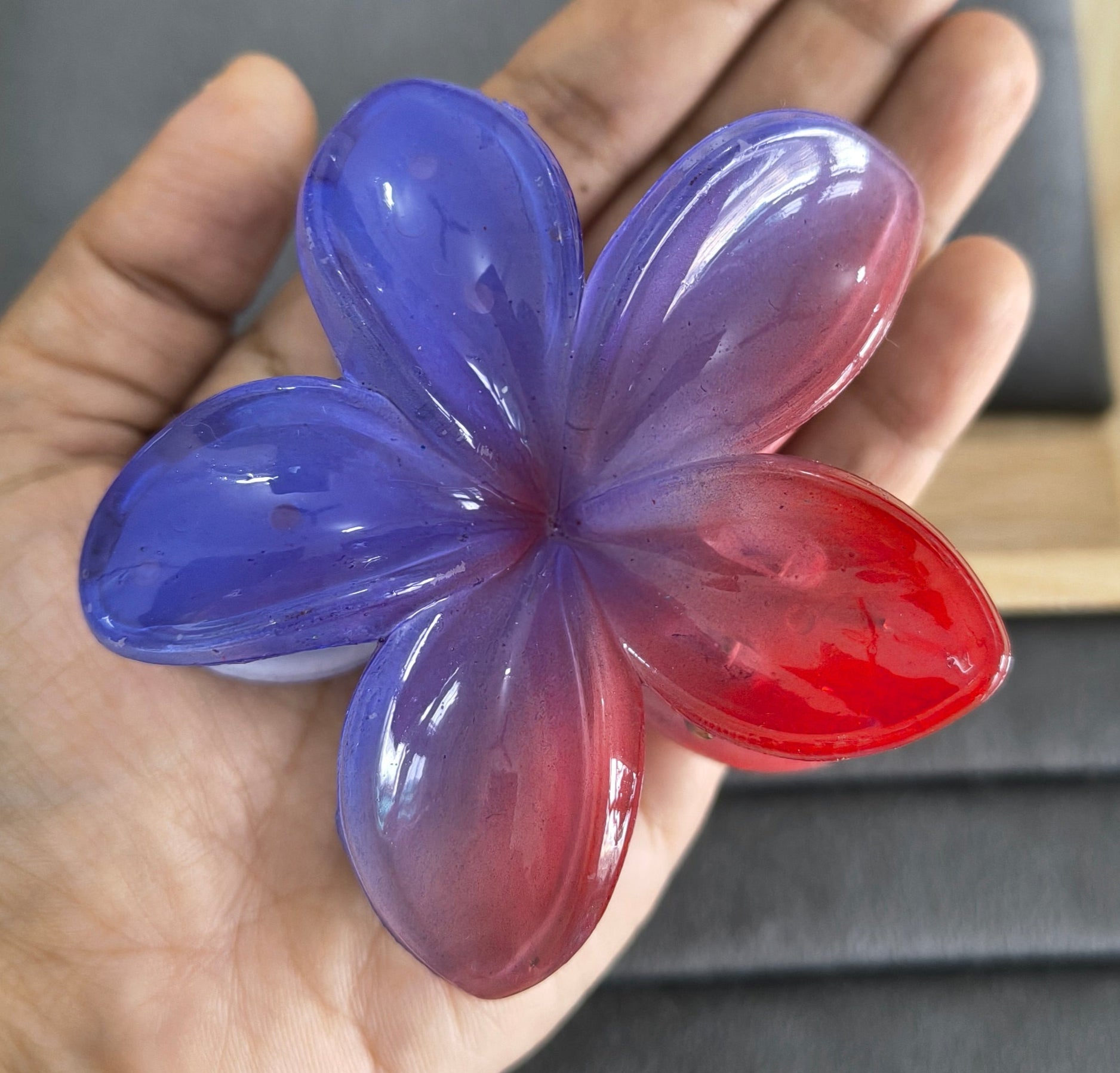 Dual Color Glossy Flower Hair Claw Clips